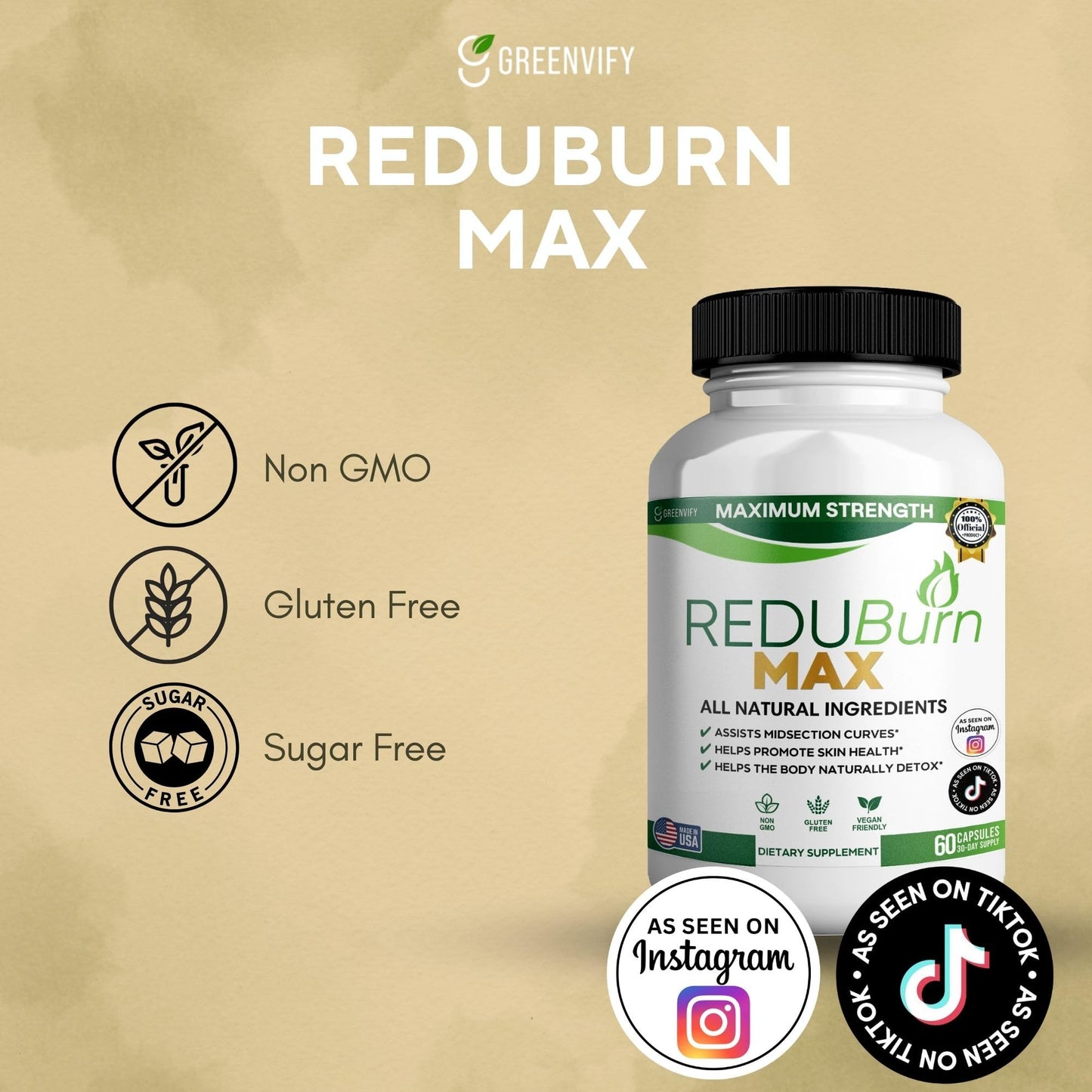 GREENVIFY Redubutt Max Maximum Strength Dietary Supplement Capsule, 60 Capsules