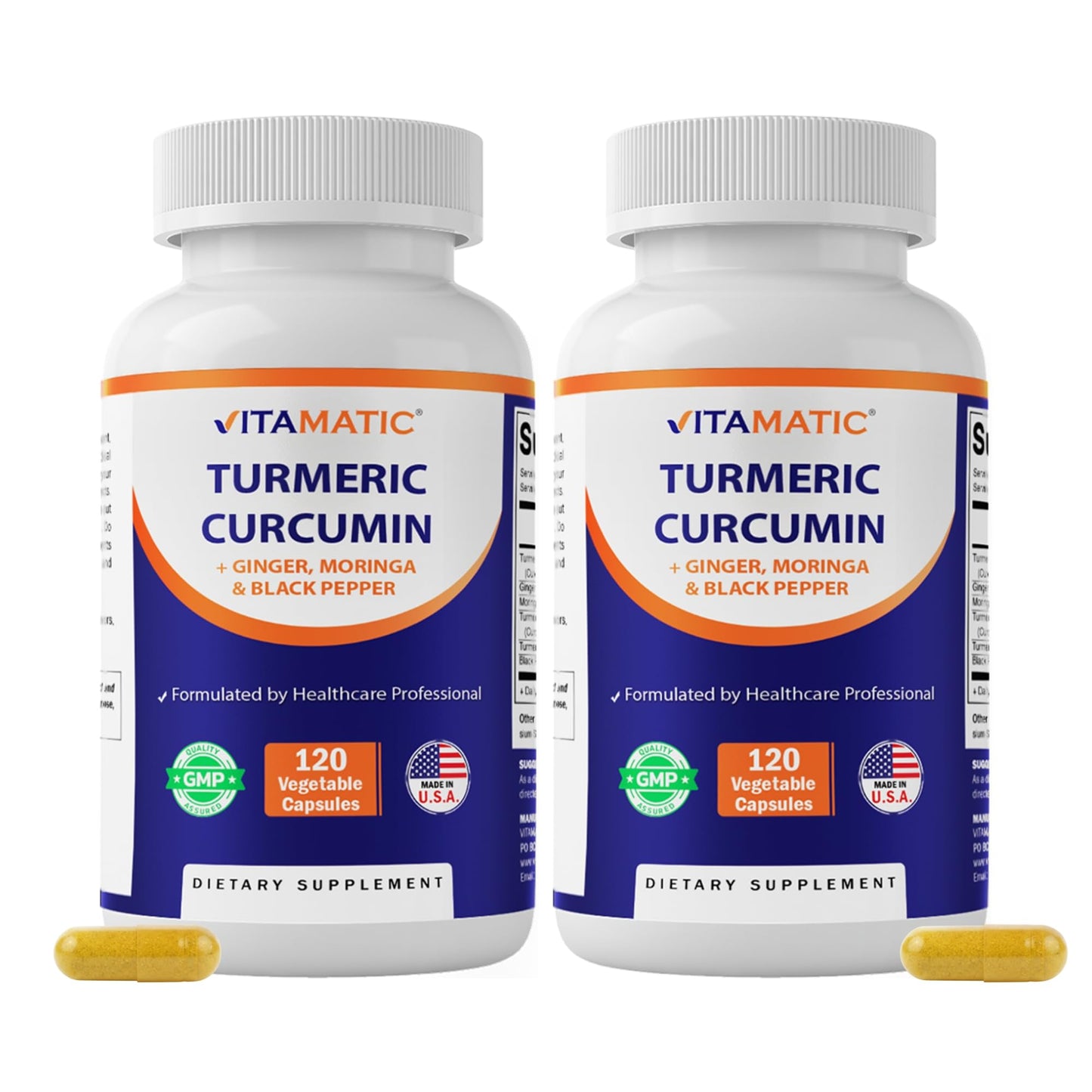 Vitamatic Turmeric Curcumin Supplement Capsules 120