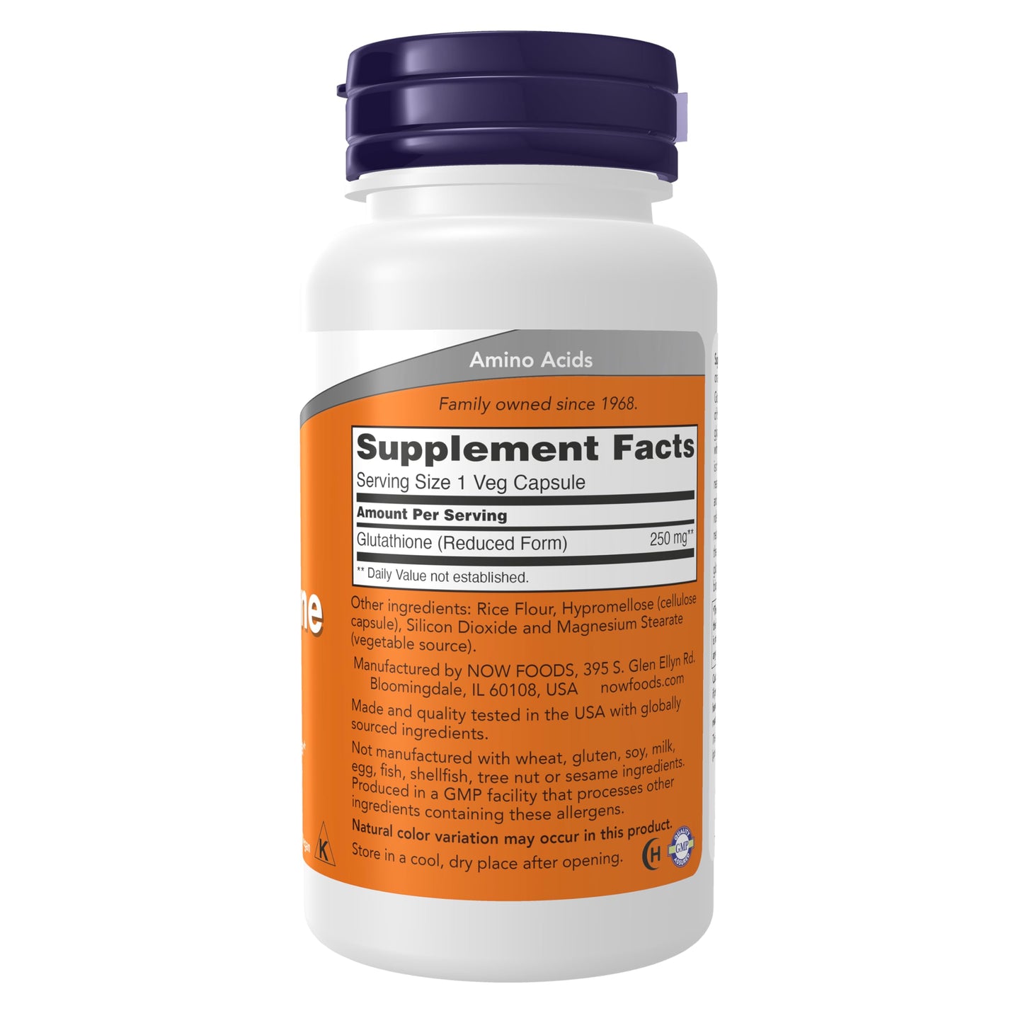 NOW Foods Glutathione 250 mg Detoxification Support Free Radical Neutralizer Capsules 120
