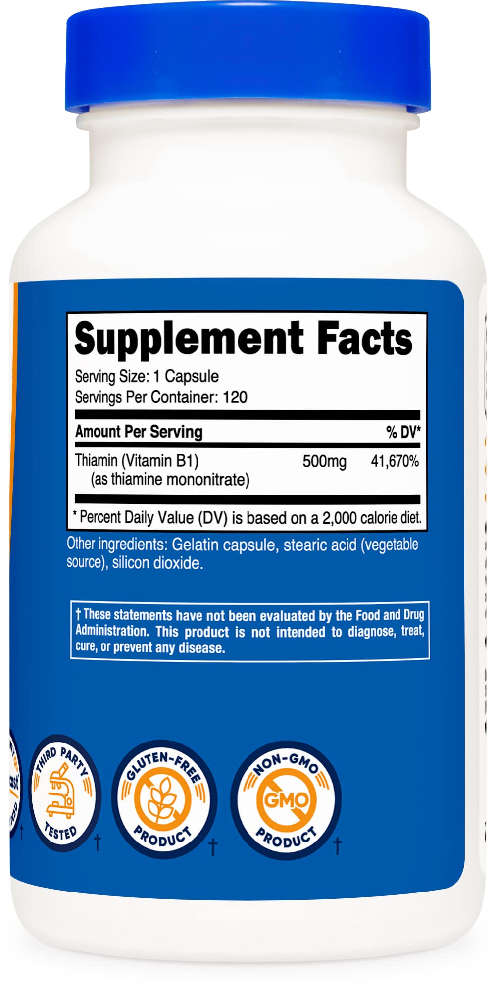 Nutricost Vitamin B1 (Thiamin) 500mg Capsule, 3 Bottles