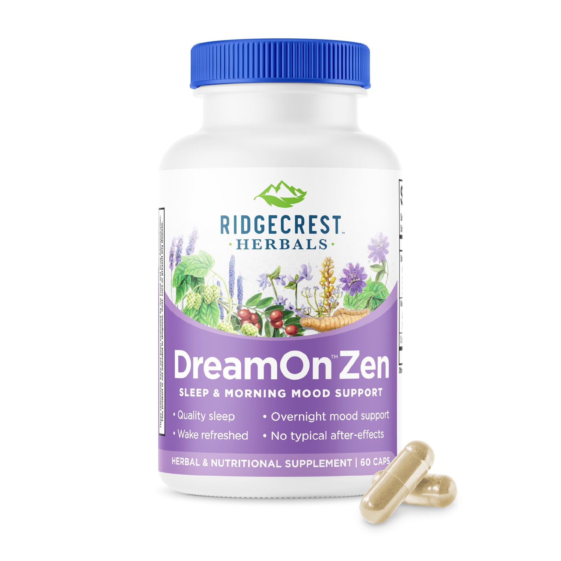 RidgeCrest Herbals DreamOn Zen Sleep Support Supplement Capsules, 60 Count
