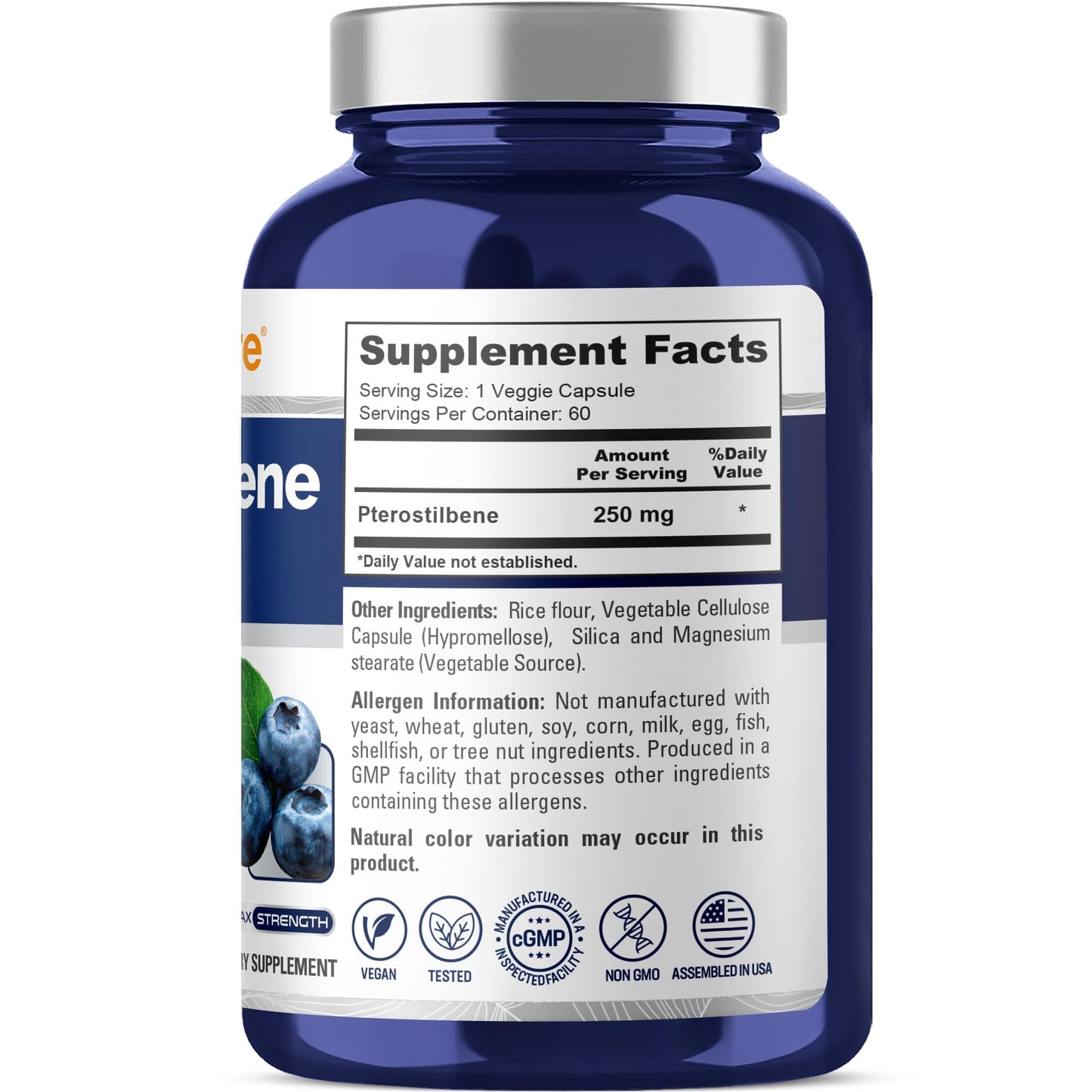 NusaPure Pterostilbene 250mg Capsule, 60 Capsules