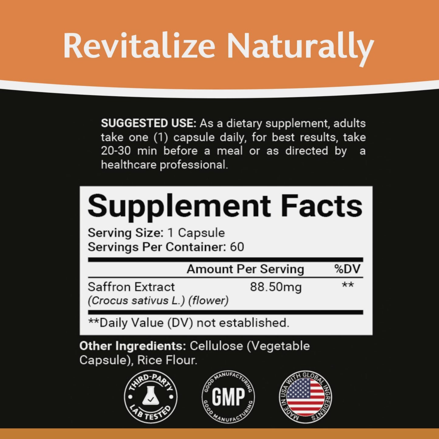 Junovu Saffron Extract Capsules, 60 Capsules