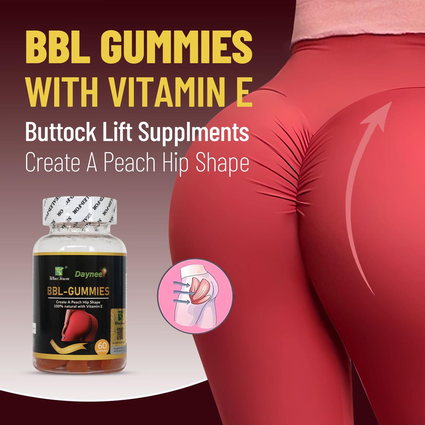 Wins Town BBL Gummies for Women Gummy 60 Count
