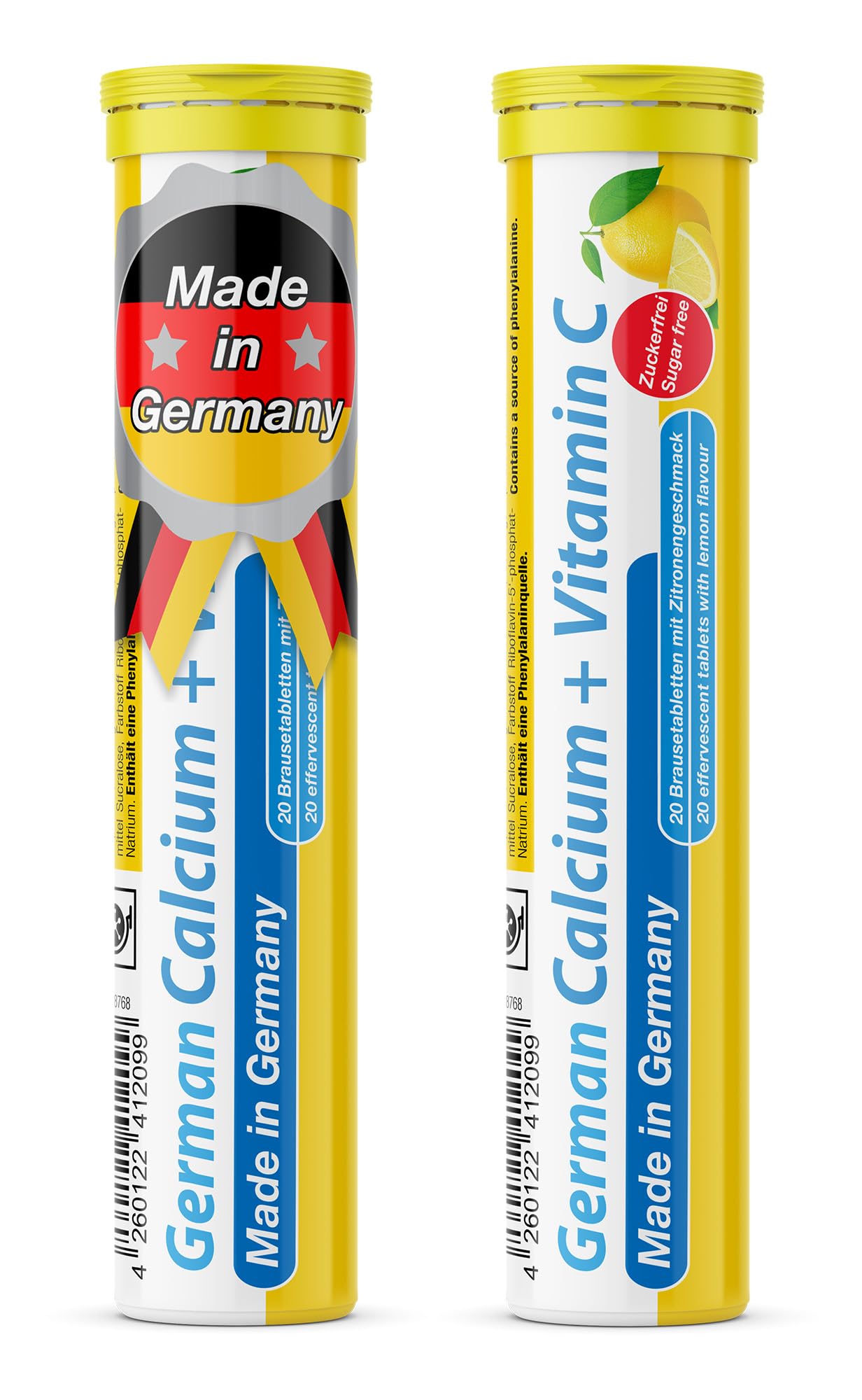 T&D German Calcium + Vitamin C Vegan Drink Effervescent Tablets, 40 Count