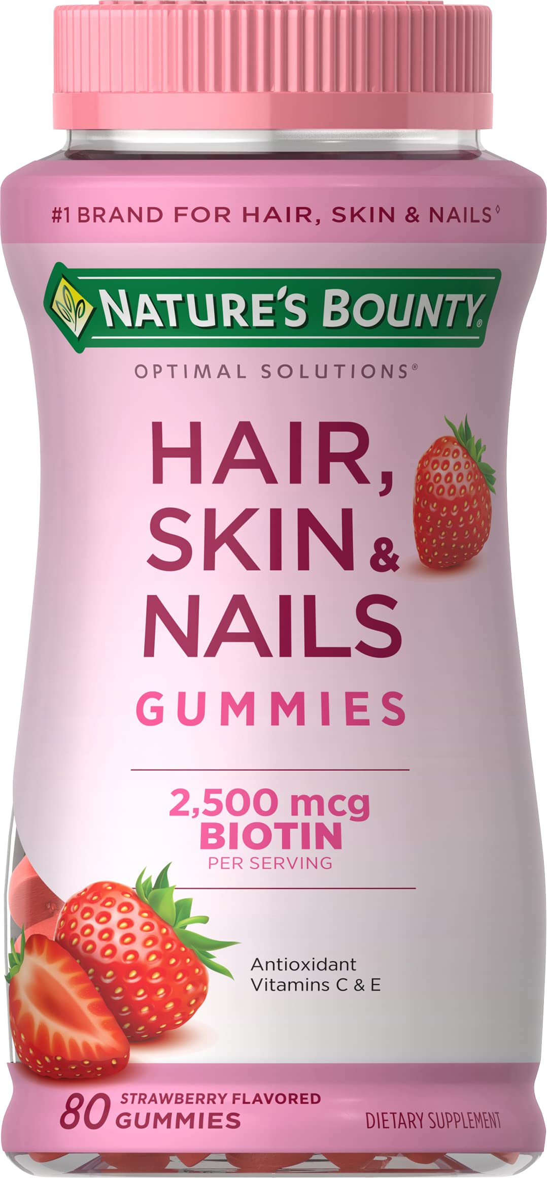 Nature's Bounty Optimal Solutions Hair, Skin & Nails Vitamin Gummies with Biotin 80 Count