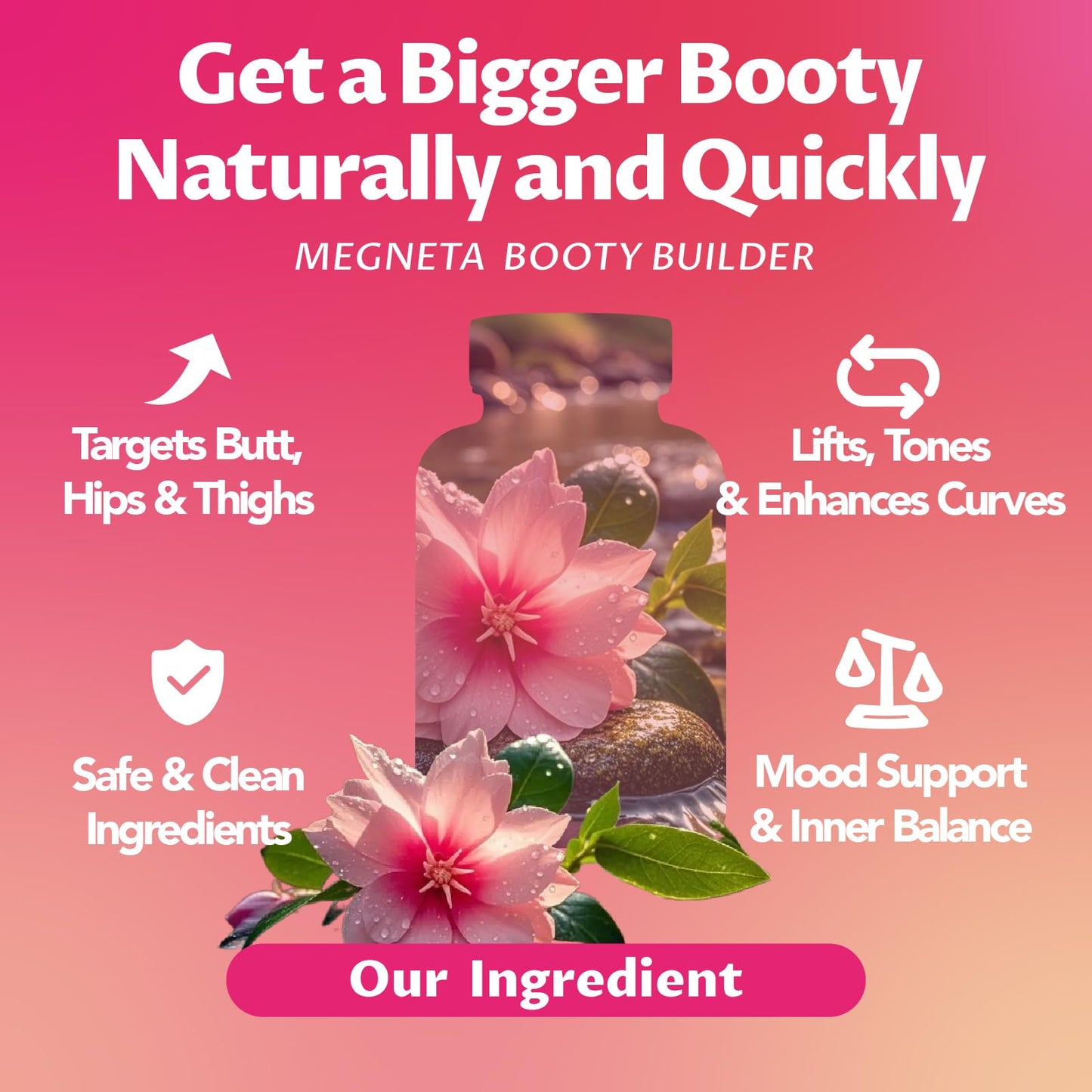MEGNETA Booty Capsules for Butt Growth, 60 Capsules
