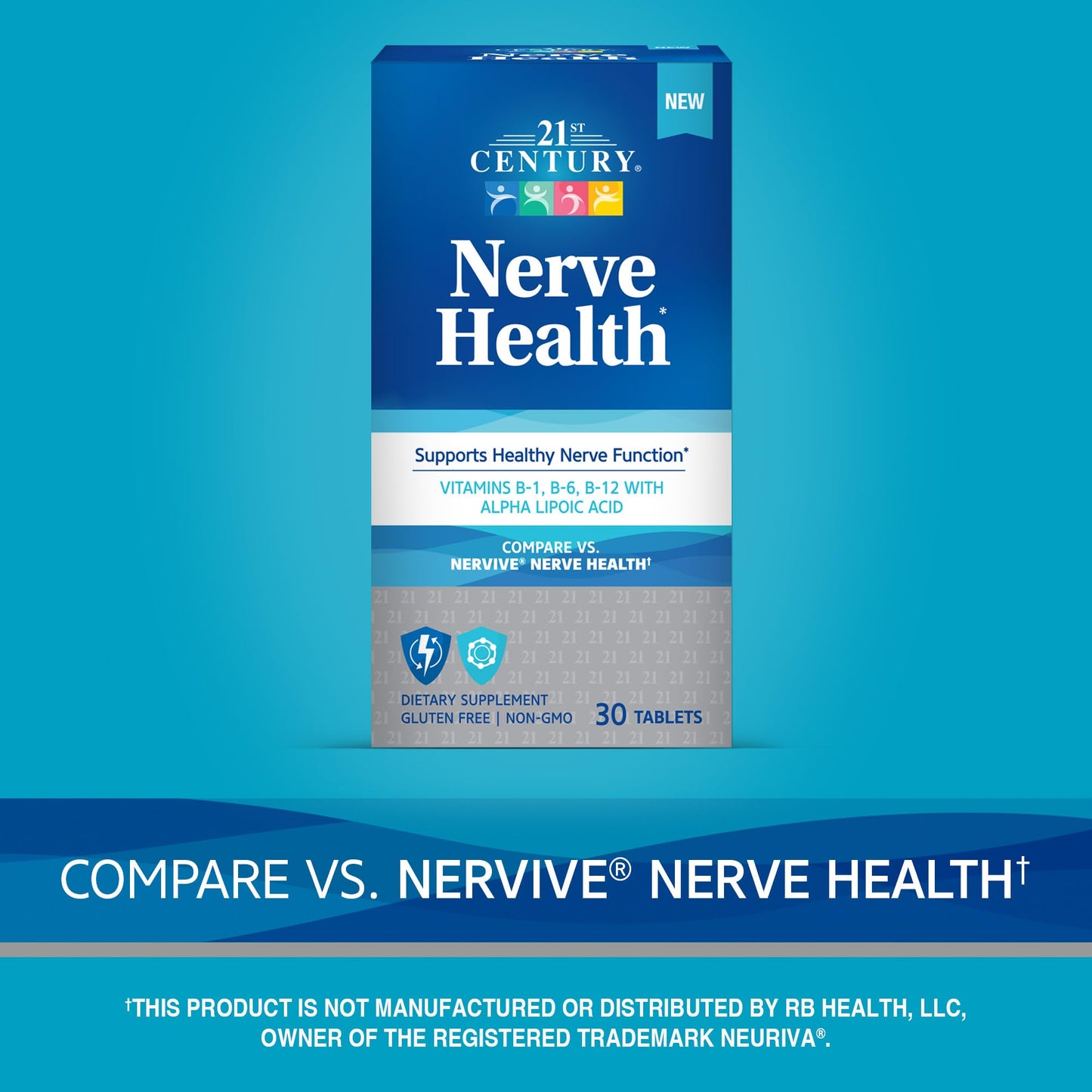 21st Century Nerve Health, Alpha Lipoic Acid 300mg with B Vitamins Tablet, 30 Tablets