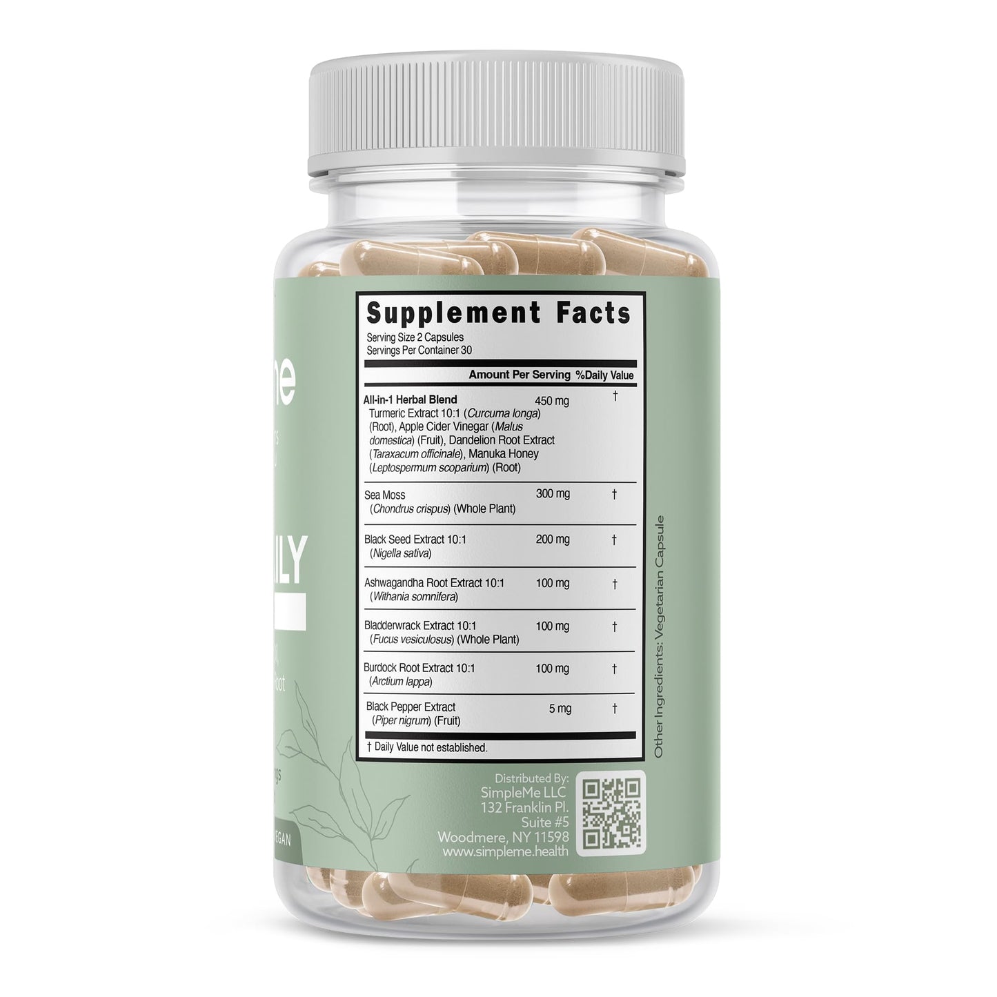 SIMPLEME Burdock Root Organic and Bladderwrack 10 in 1 Immunity Booster Power Blend with Irish Sea Moss, Ashwagandha and Black Seed Supplement for Men and Women, Seamoss Pills Herbal, Vegan Capsules, 60 Capsules