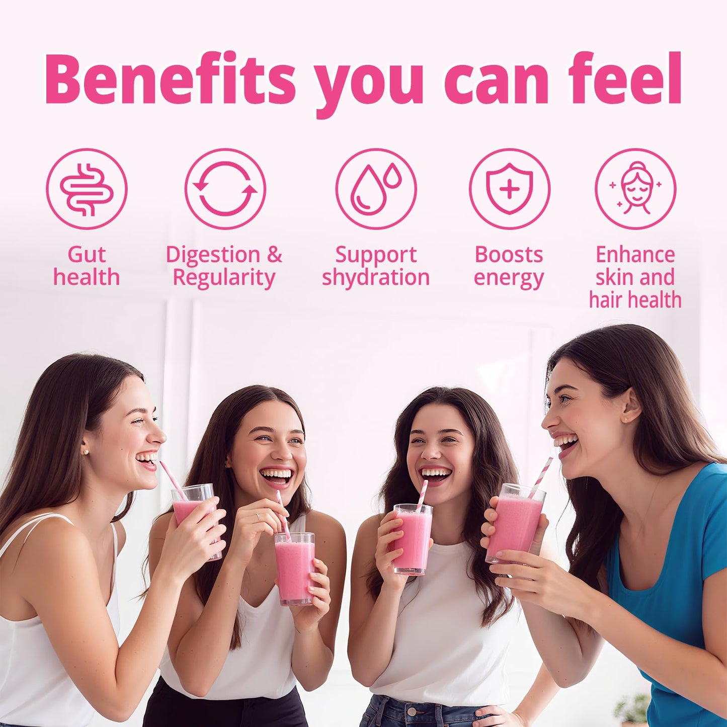 Lifebooil Daily Fiber Supplement Powder for Women & Men with Probiotics, Collagen & Electrolytes, Supports Digestive & Gut Health, Bloating Relief, 6.35 oz