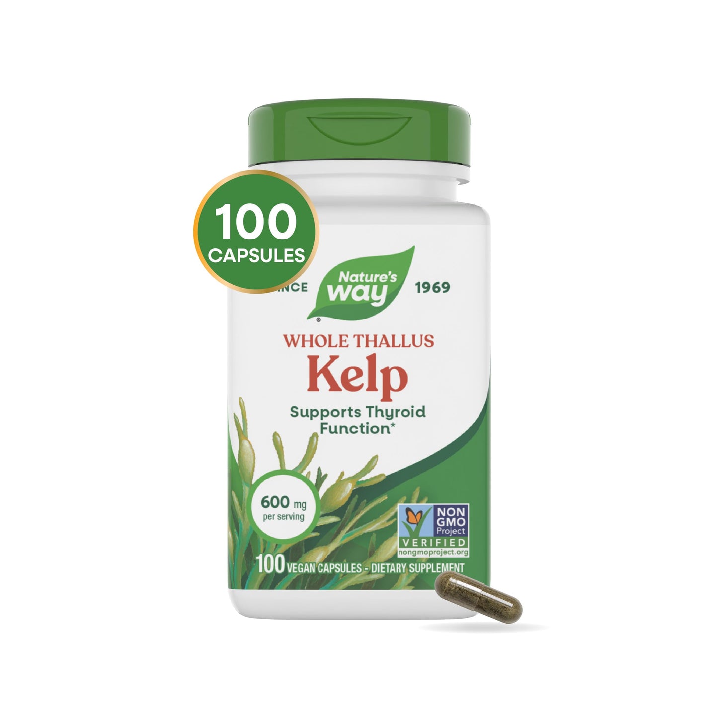 Nature's Way Kelp 600 mg Capsules, 100 Count