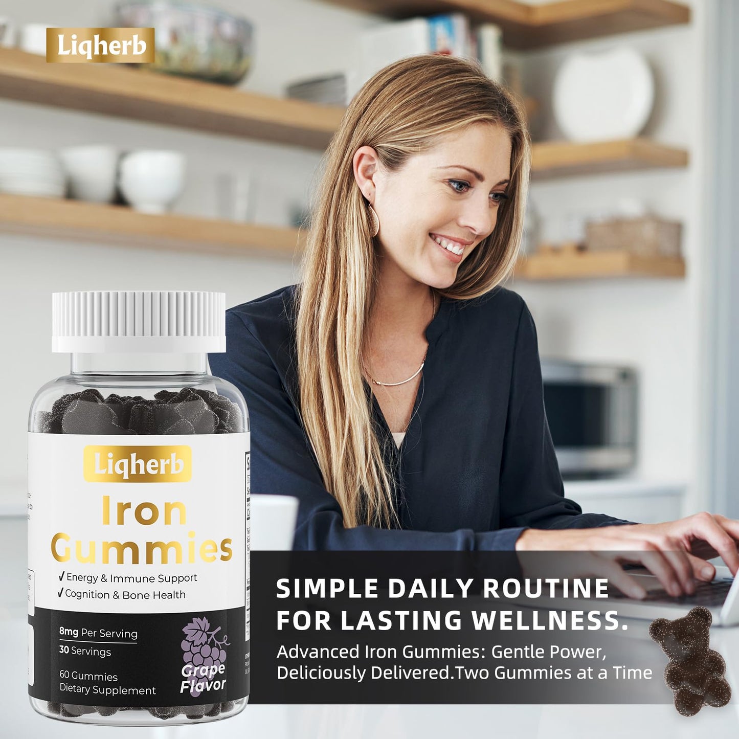 Liqherb Iron Gummies with Vitamin C & Boron, 60 Gummies