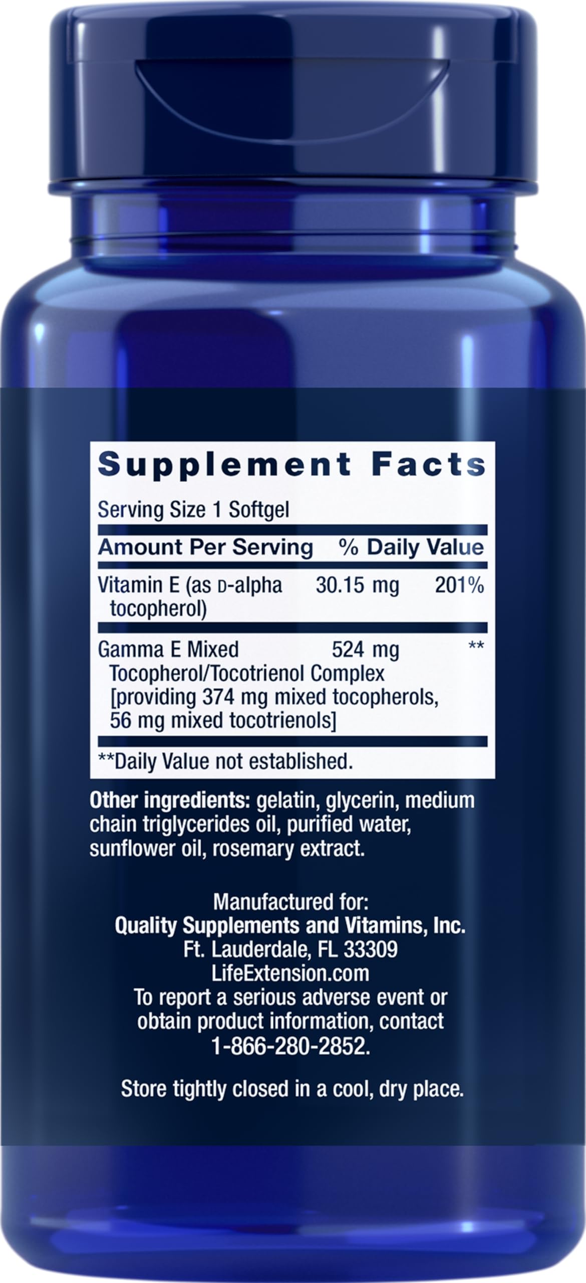 Life Extension Gamma E Mixed Tocopherols & Tocotrienols Softgels 120