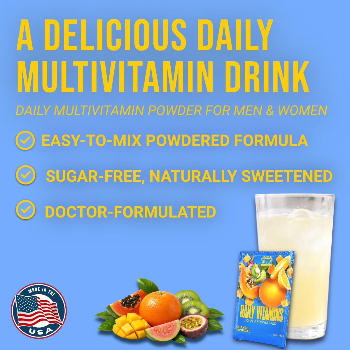 Dr. Price's Vitamins Multivitamin Powder Vitamin C Orange Tropical 30 Pack