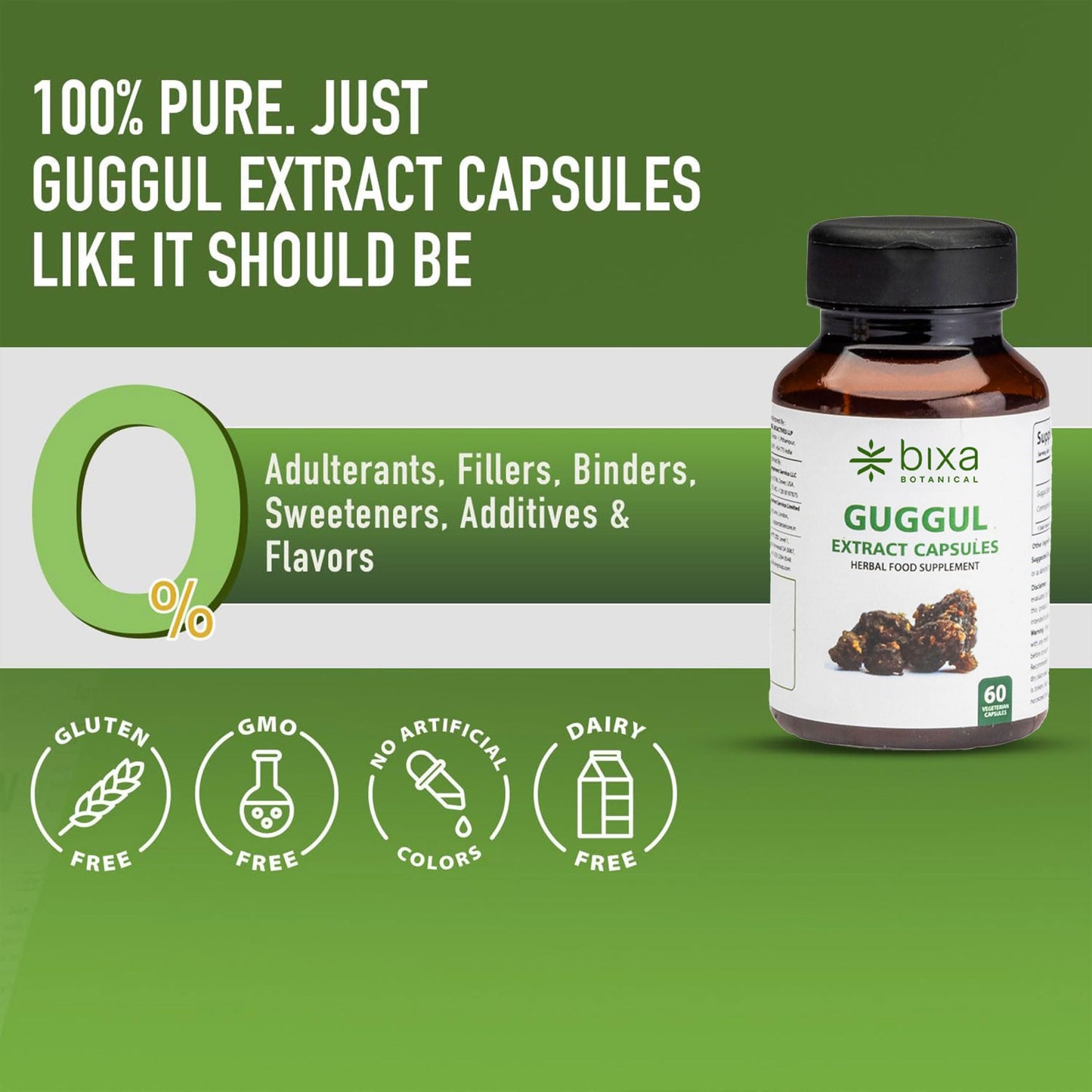 bixa BOTANICAL Guggul Extract 450mg Commiphora Mukul 60 Capsules