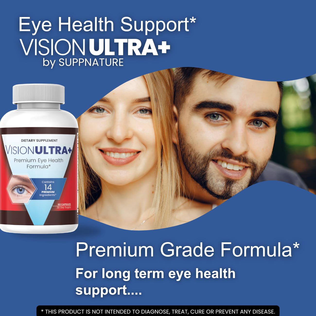 SuppNature VisionUltra+ Eye Health Support Supplement Capsules, 180 Capsules