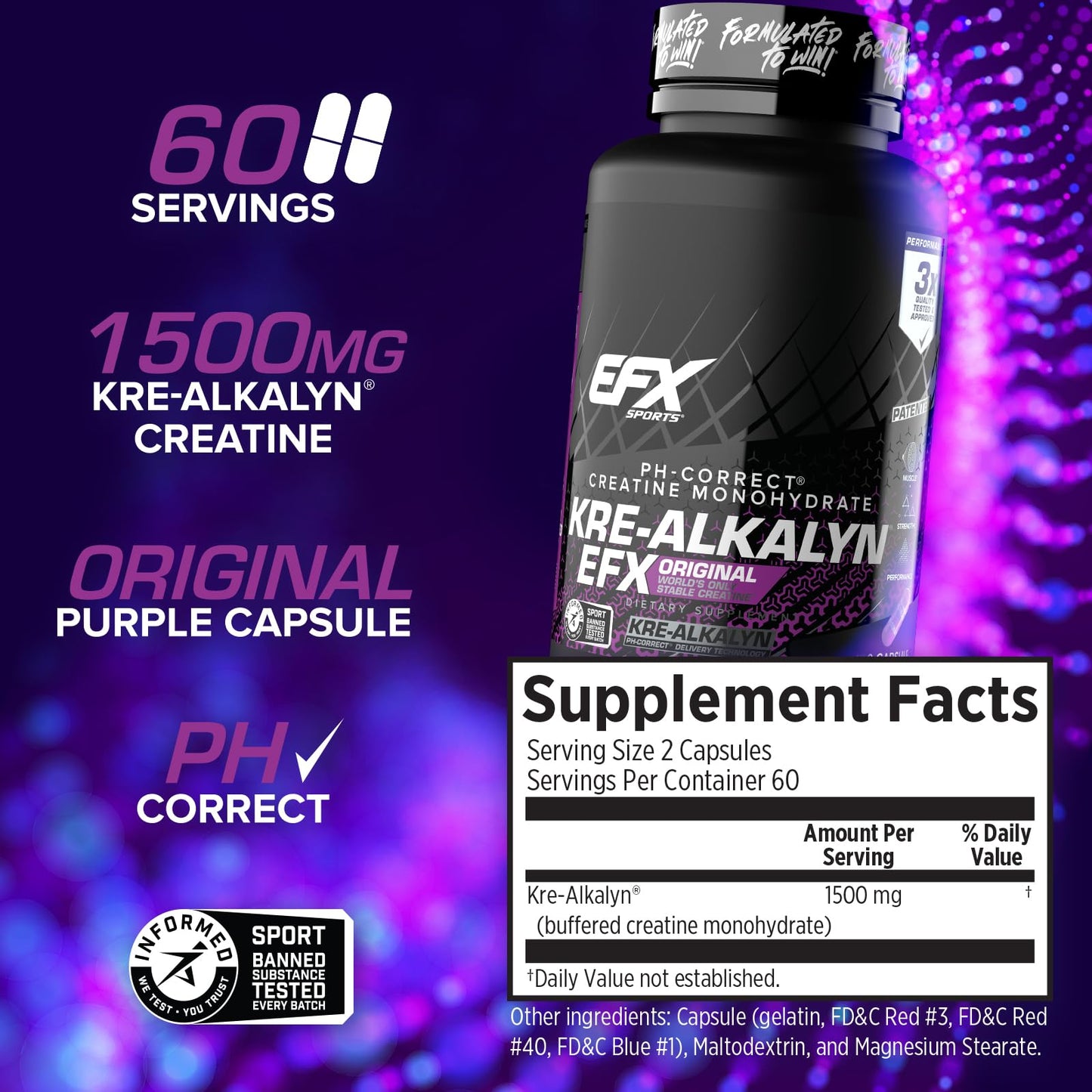 EFX Sports Kre-Alkalyn EFX pH Correct Creatine Monohydrate Capsule 120 Capsules
