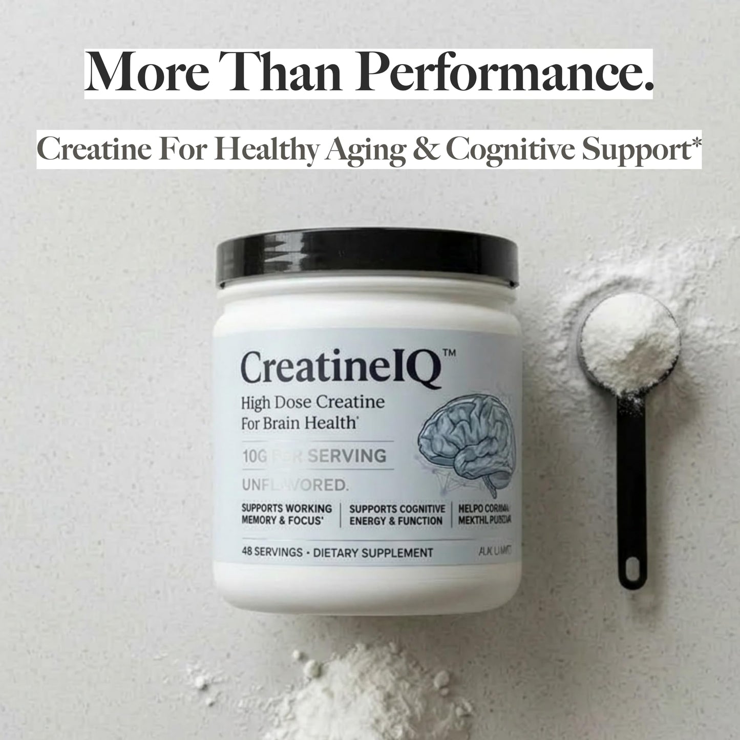 Utzy Naturals CreatineIQ High Dose Creatine Powder for Brain Health – Unflavored Creatine Monohydrate – 16 oz