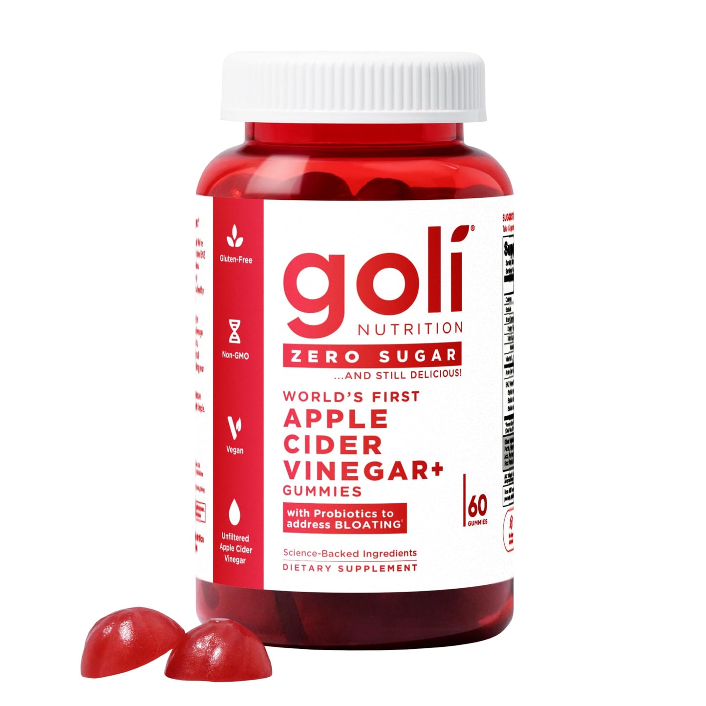 Goli Zero Sugar Apple Cider Vinegar Gummies, 60 Count