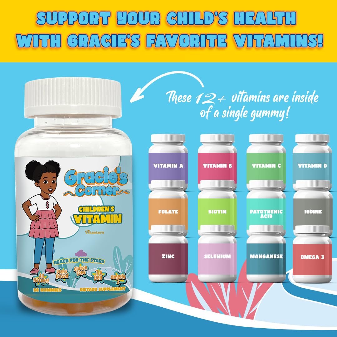 Vitastars Gracie’s Corner Stars Kids Multivitamin Gummies with Omega 3 60 Count
