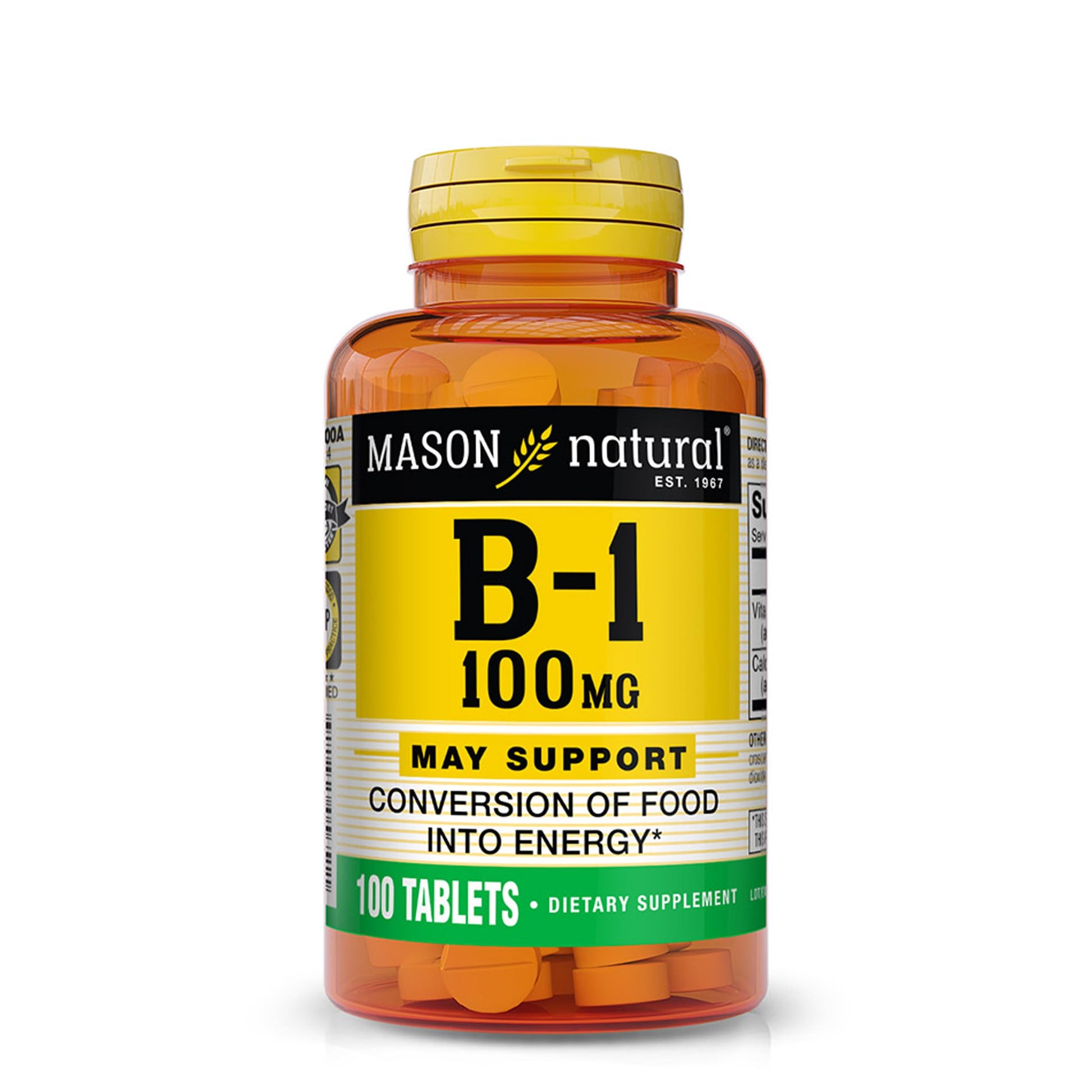 MASON NATURAL Vitamin B1 (Thiamin) 100 mg Tablets, 100 Count