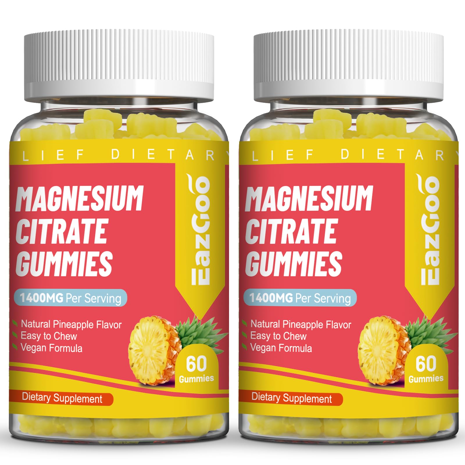 EAZGOO Magnesium Citrate Gummies, 1400mg High Absorption Magnesium, 120 Gummies