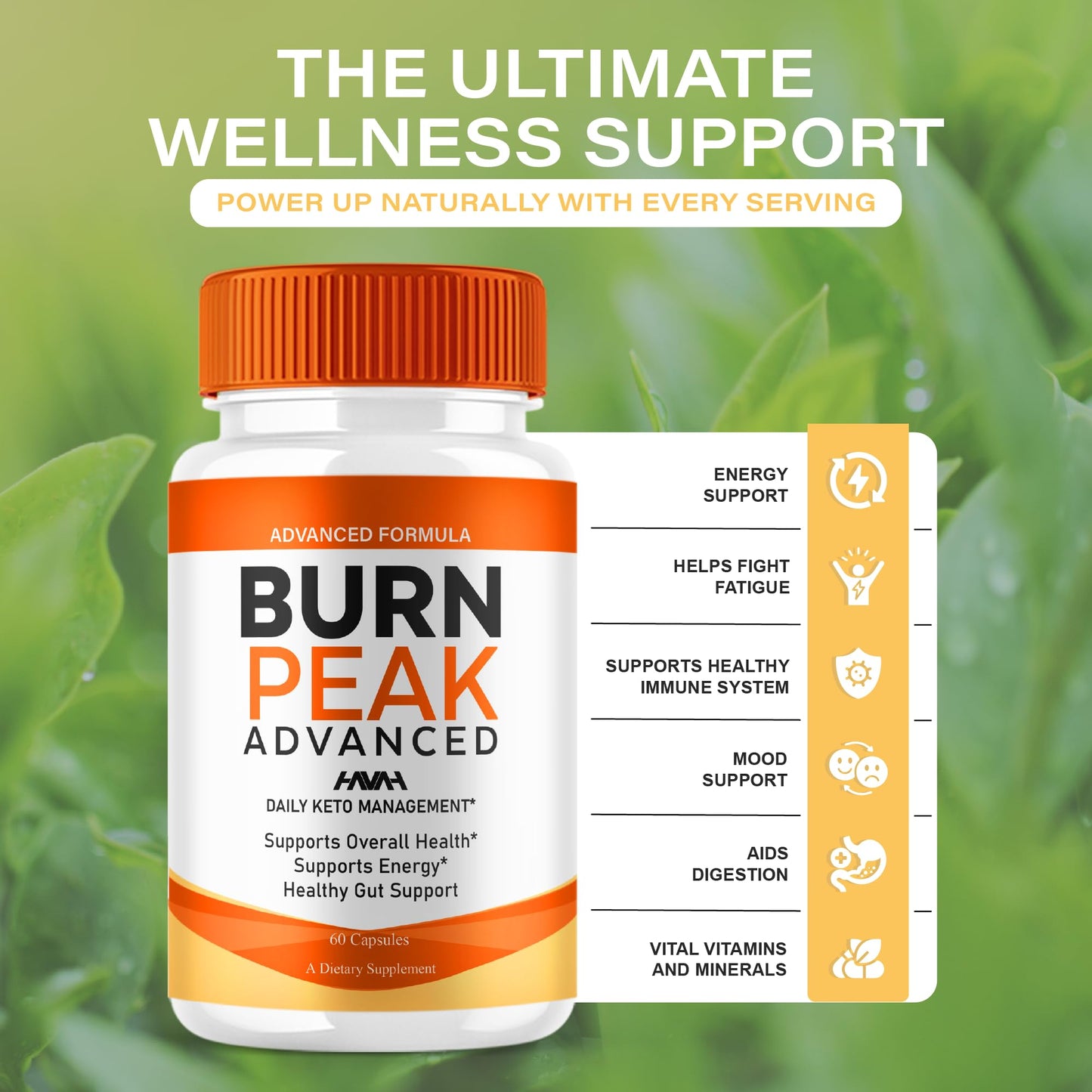 Havah Burn Peak Advanced Health Management Support Capsules 120 Count