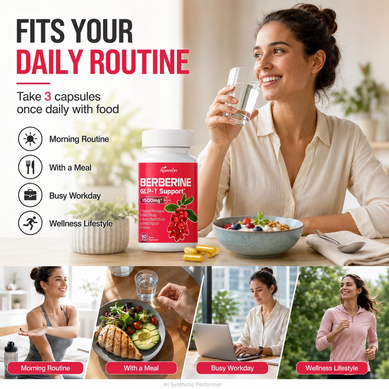 Aiwevon GLP-1 Support Supplement Capsules, 90