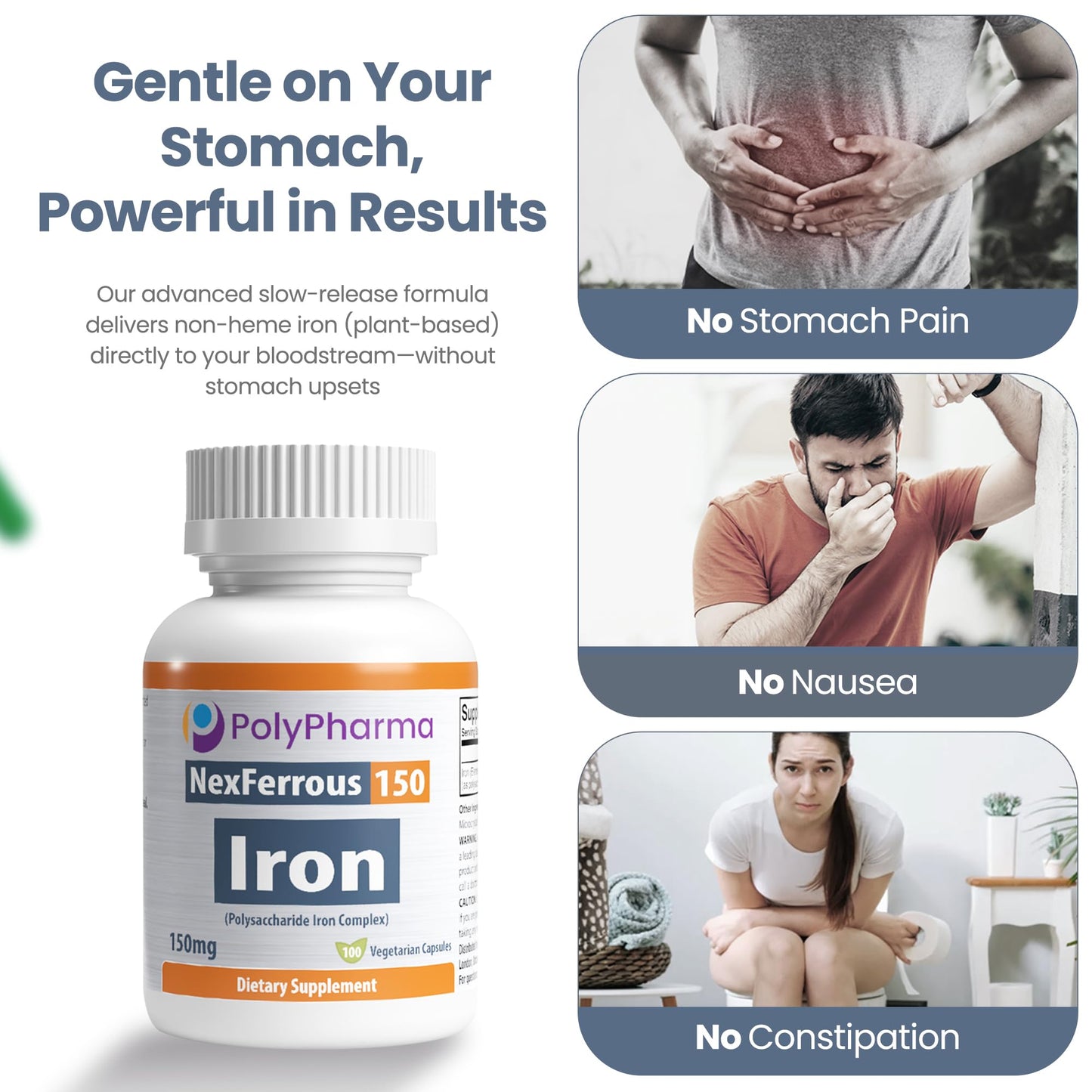 NexFerrous Polysaccharide Iron Complex 150mg Capsules, 100 Count