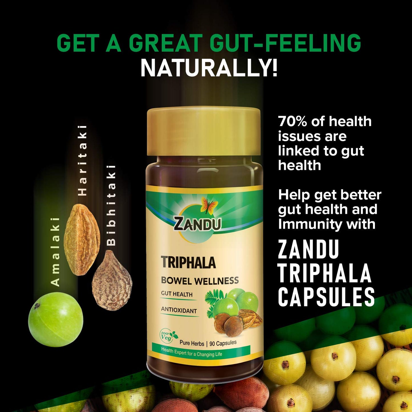 Zandu Triphala Capsules 90 Veg Capsules