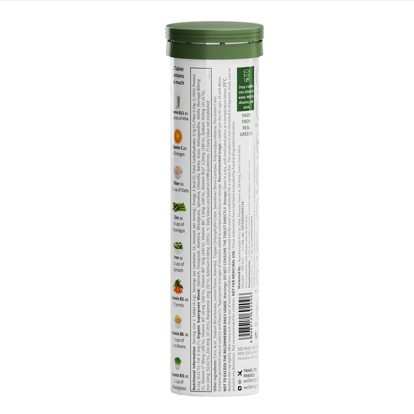 WELLBEING NUTRITION Daily Greens, 15 Tablets