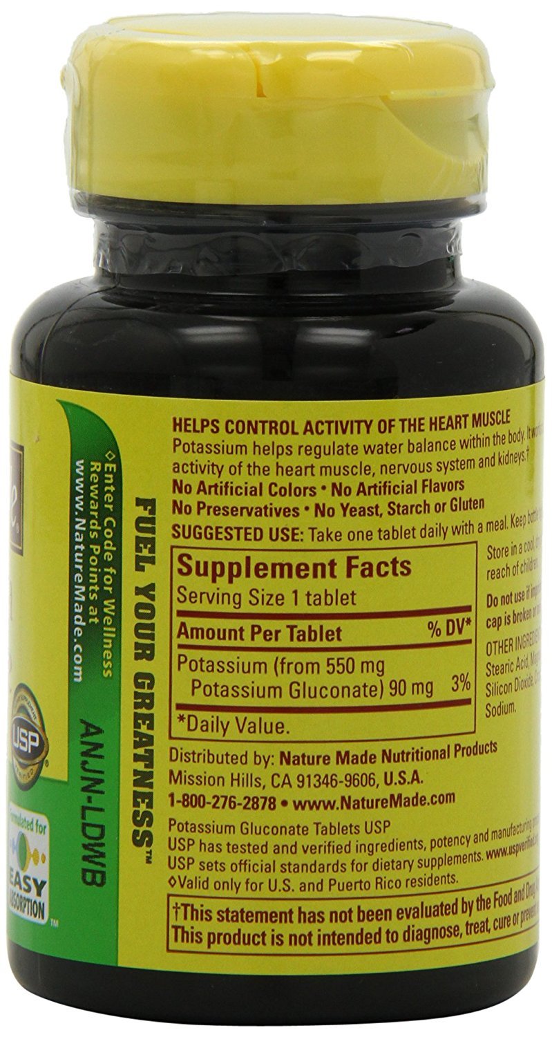 Nature Made Potassium Gluconate 550 mg Tablet, 300 Tablets