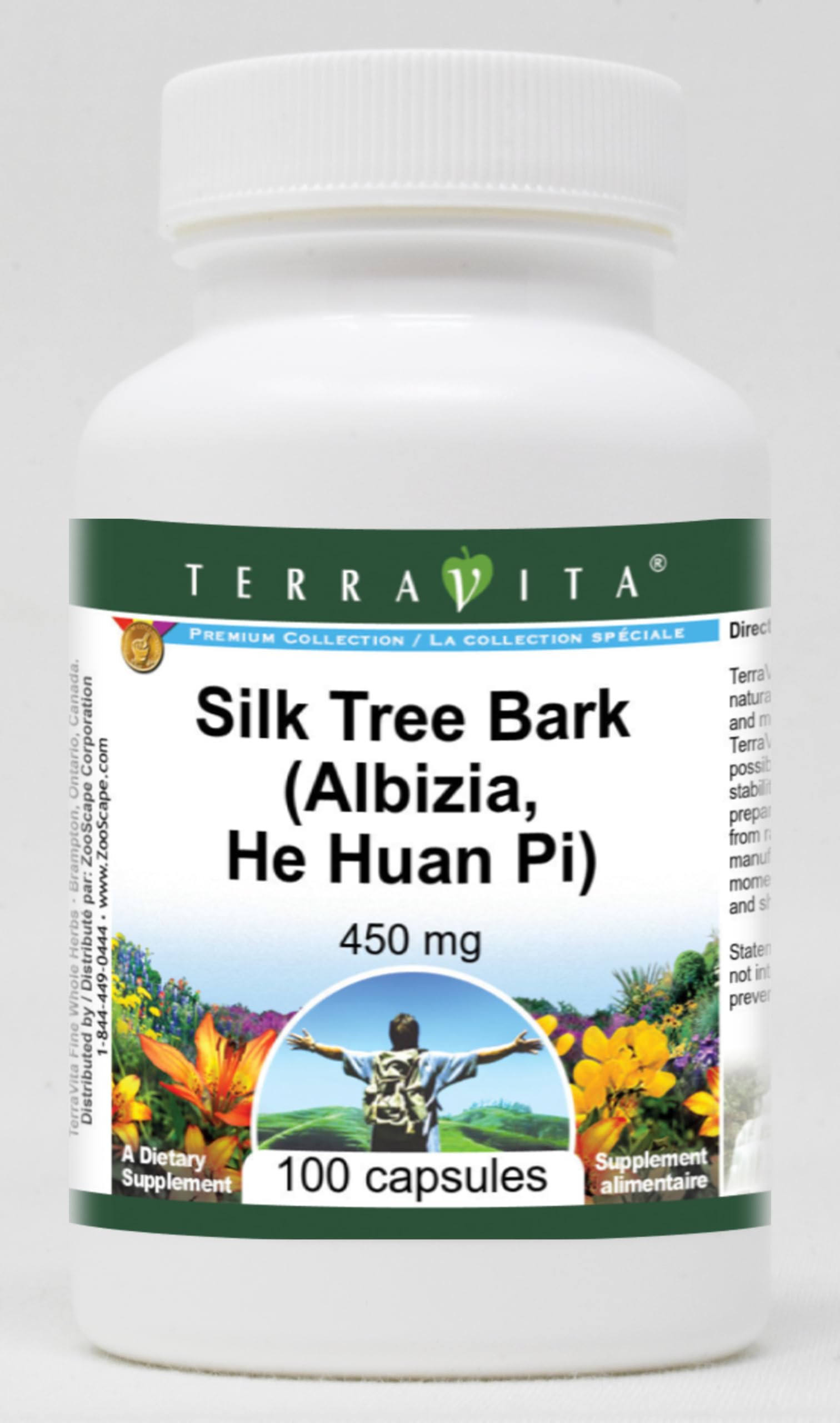 Terravita Silk Tree Bark Albizia He Huan Pi 450 mg Capsules 100 Count