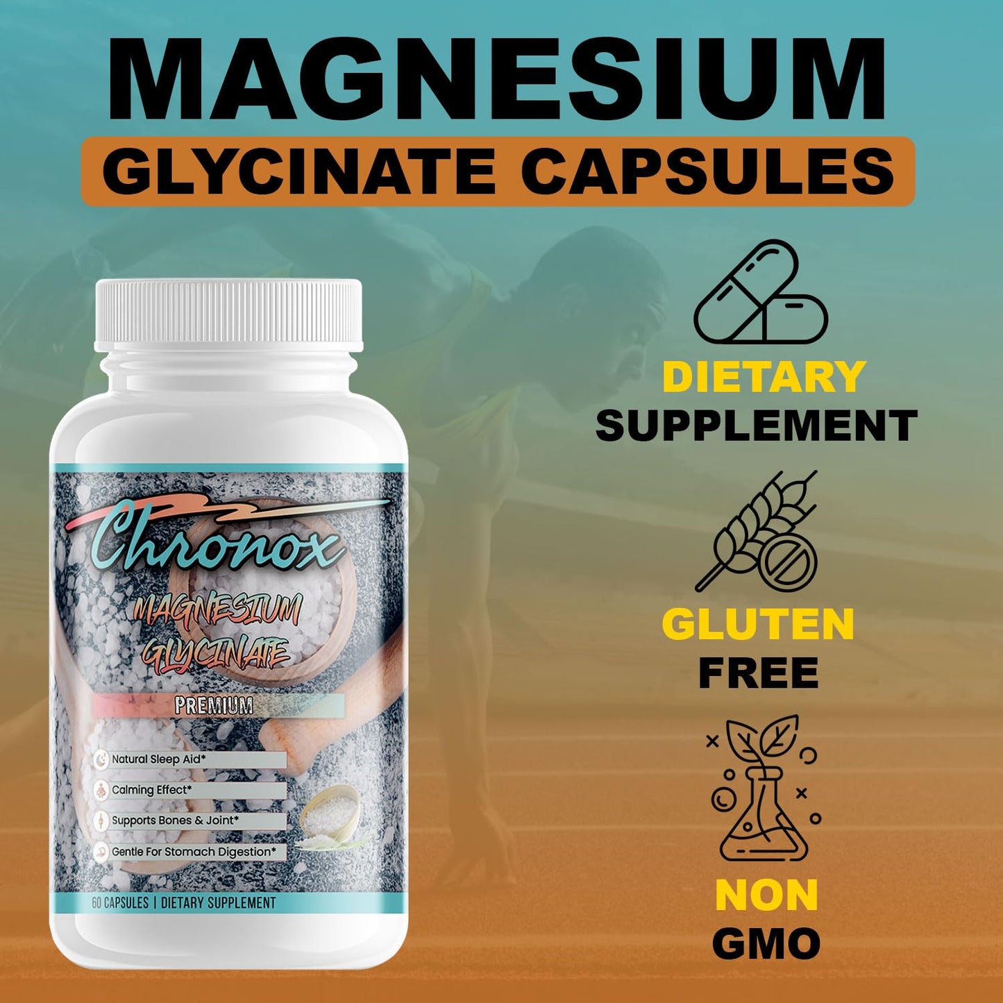 Chronox Magnesium Glycinate 400mg, 60 Capsules