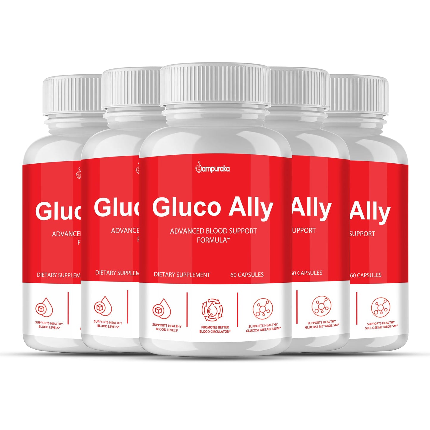 Sampuraka Gluco Ally New Advanced Formula Made in USA (5) Capsule, 1 Count