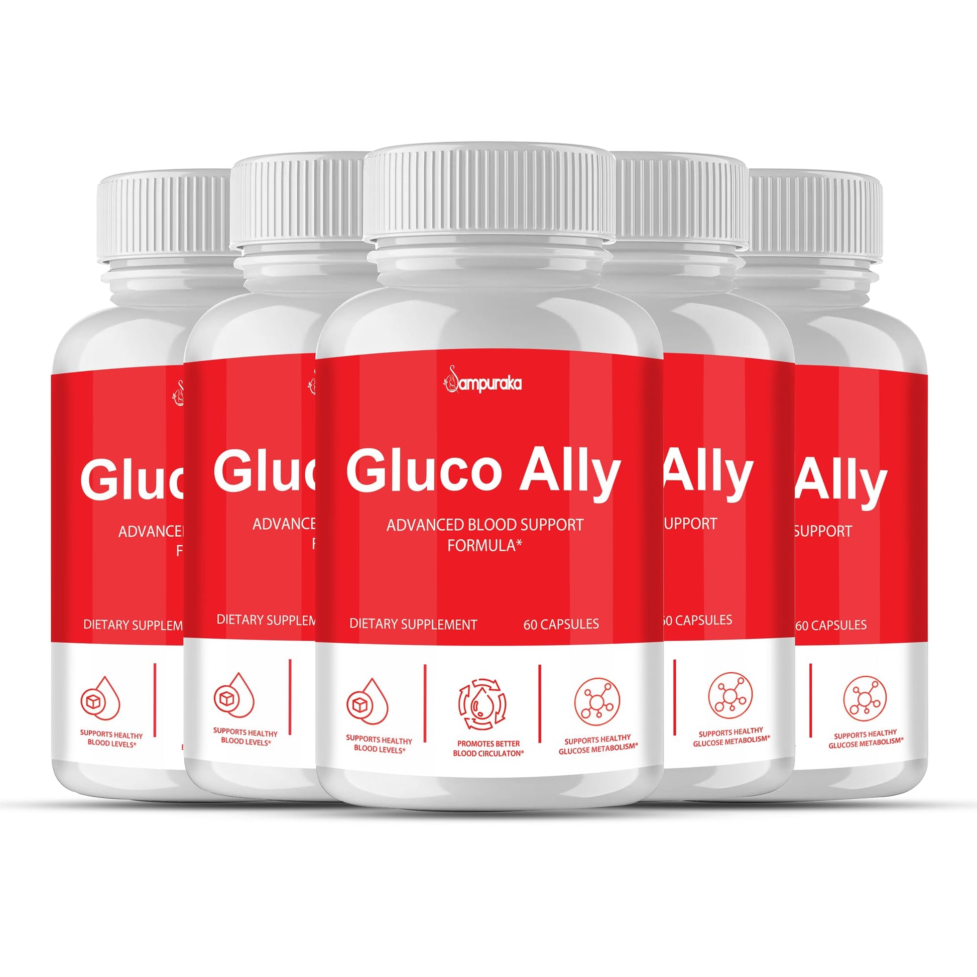 Sampuraka Gluco Ally New Advanced Formula Made in USA (5) Capsule, 1 Count