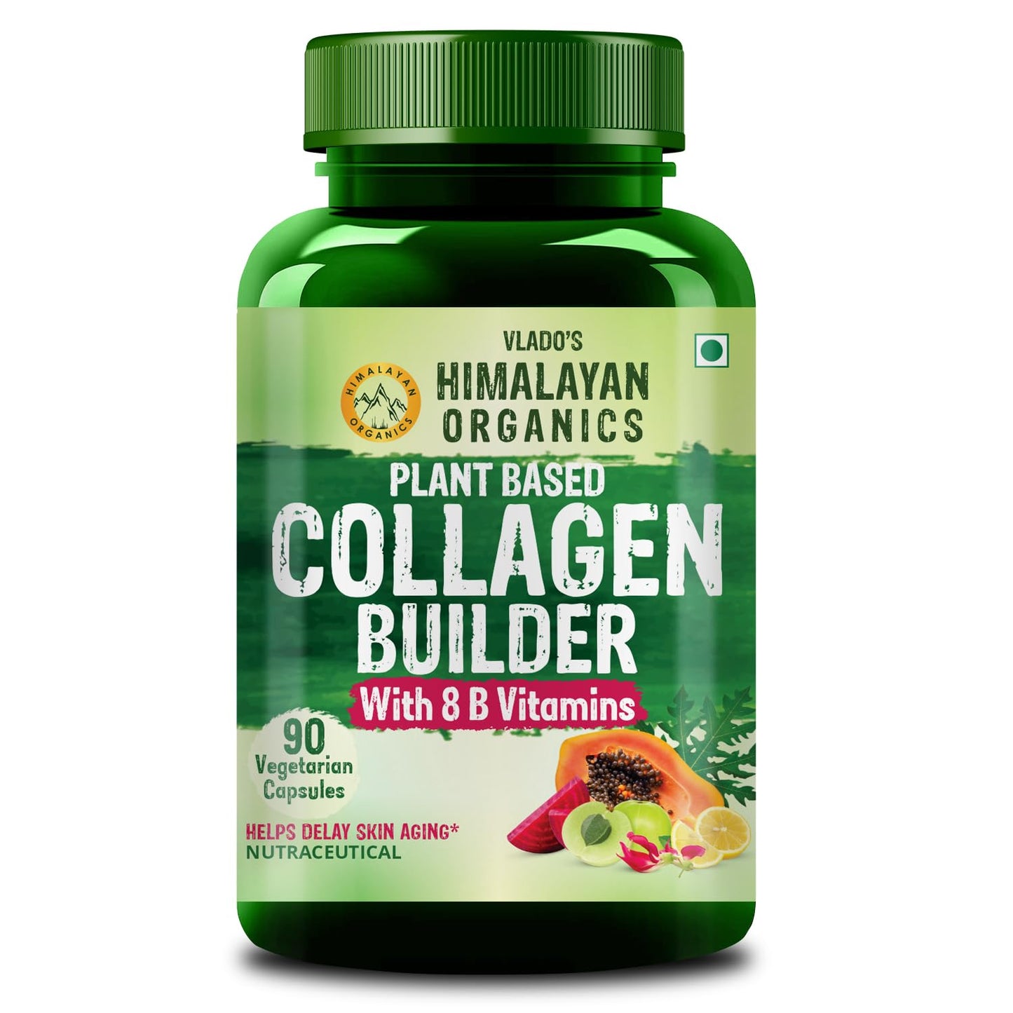 Himalayan Organics Organic Collagen Builder for Hair and Skin with Biotin and Vitamin C 90 Veg Capsules