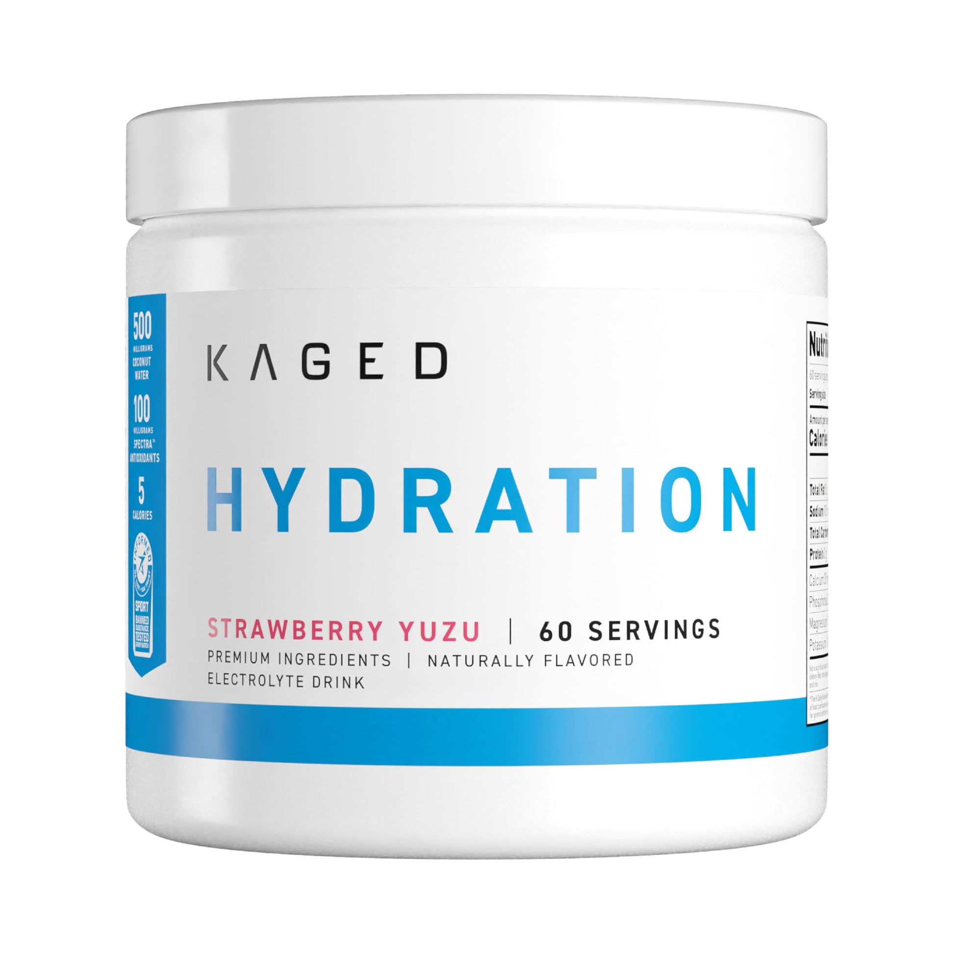 Kaged Sugar Free Hydration Powder 5 Key Electrolytes Coconut Water, 60 Servings