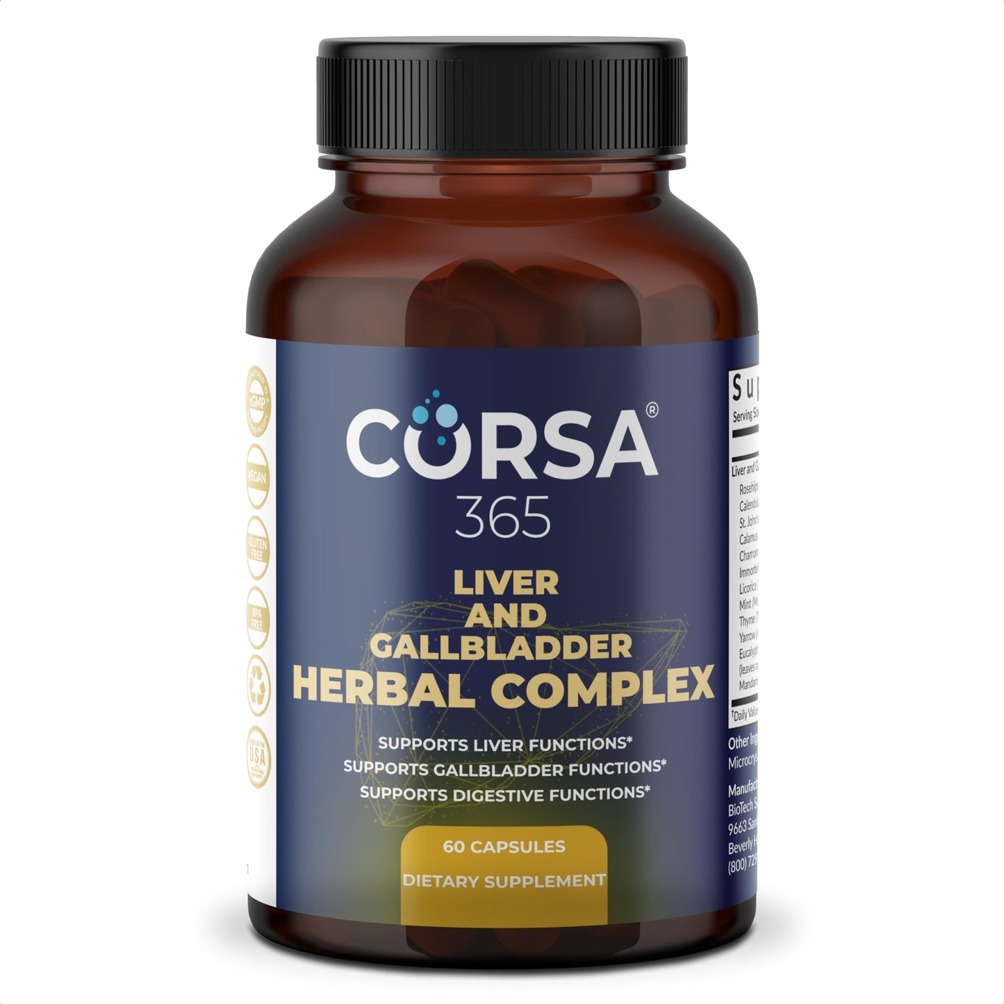 CORSA365 Liver Health and Gallbladder Support Formula Capsule, 60 Capsules