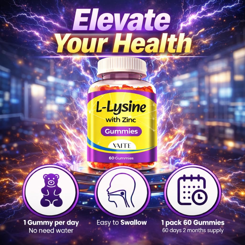 VAITE L-Lysine Gummies 1000mg with Zinc, 60 Gummies