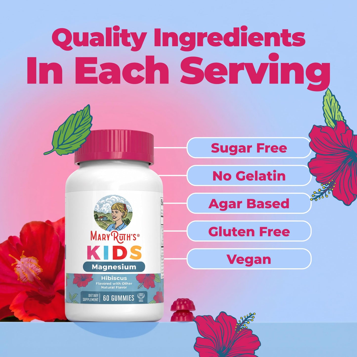 MaryRuth's Kids Magnesium Gummies 60 Count
