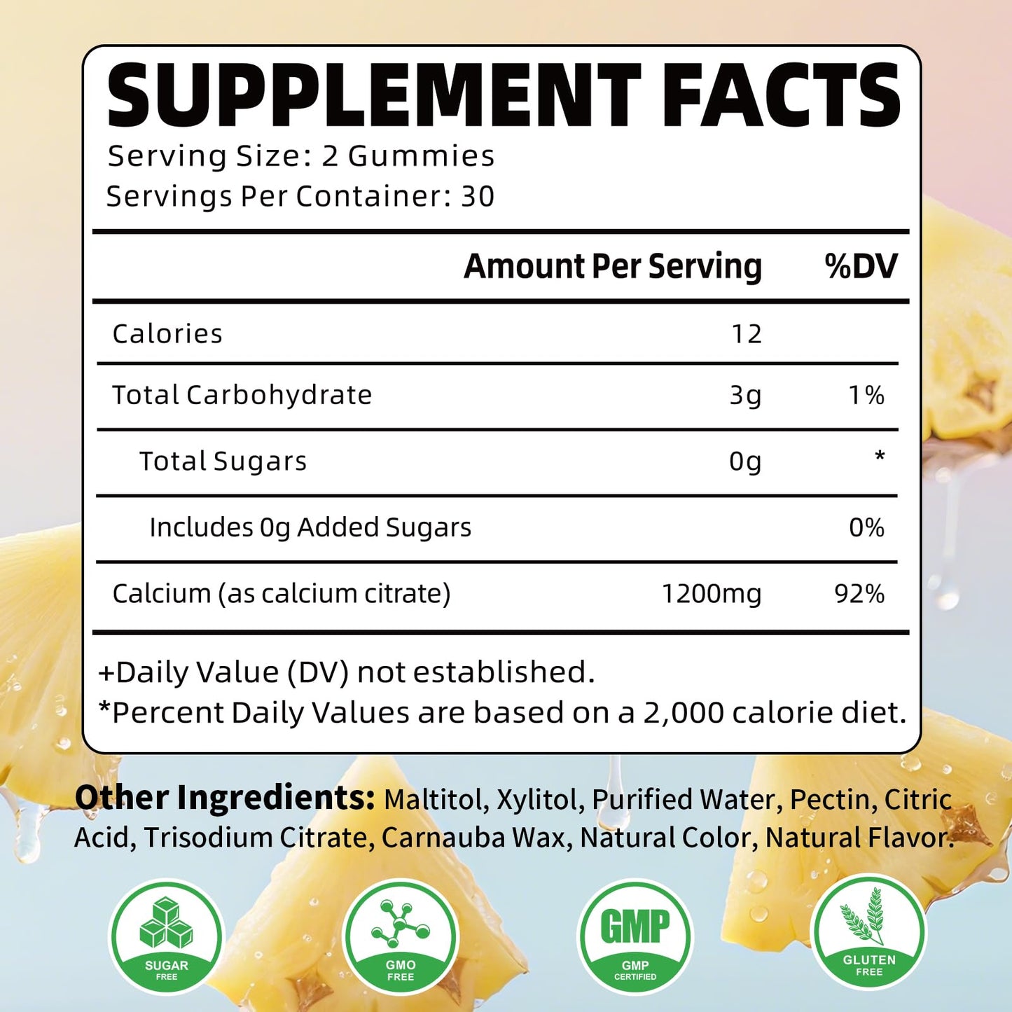 YUULAI Calcium Citrate Gummies 1200mg, 60 Count