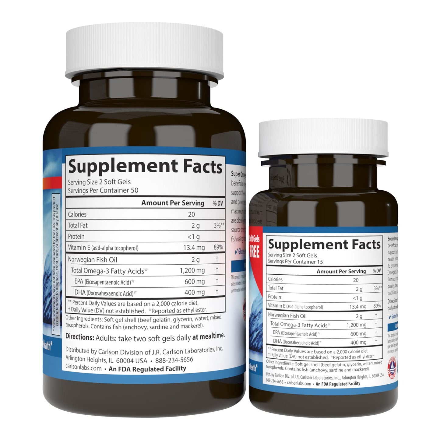 Carlson Super Omega-3 Gems Softgels, 100 Softgels