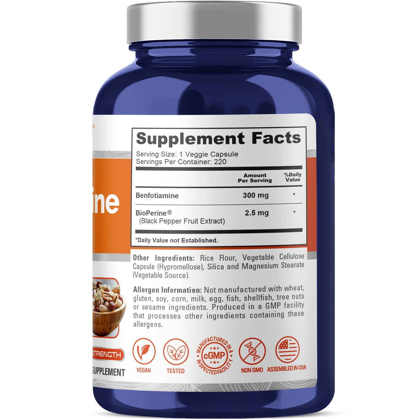 NusaPure Benfotiamine 300mg Capsules 220 Count