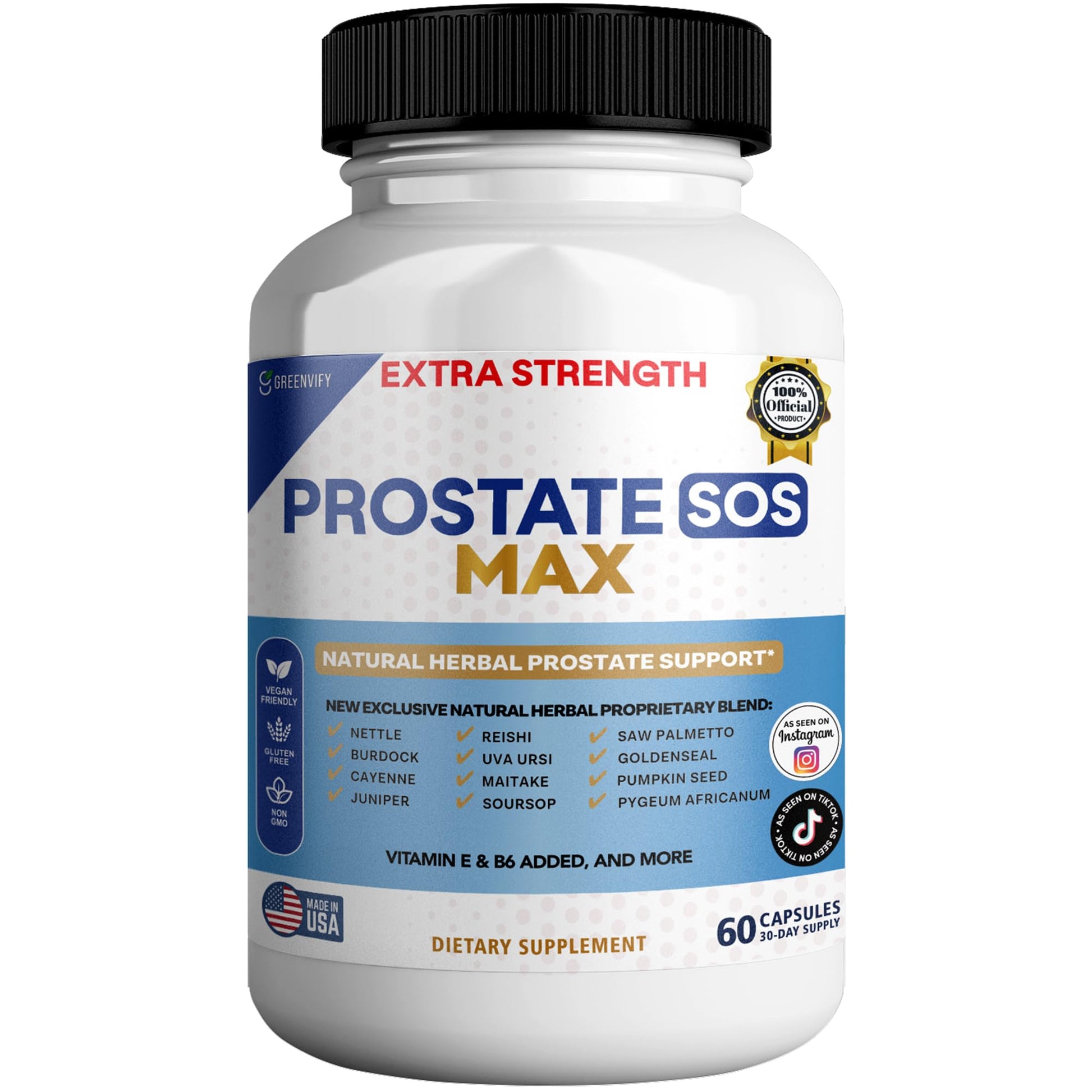 GREENVIFY Prostate SOS Max Supplement, 60 Capsules