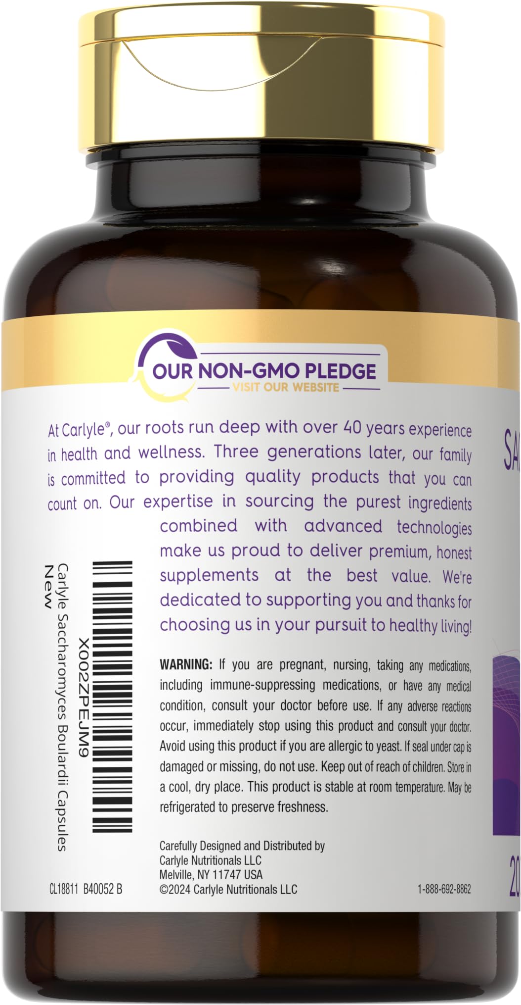 Carlyle Saccharomyces Boulardii Probiotics & Prebiotics 10 Billion CFUs Capsules 200