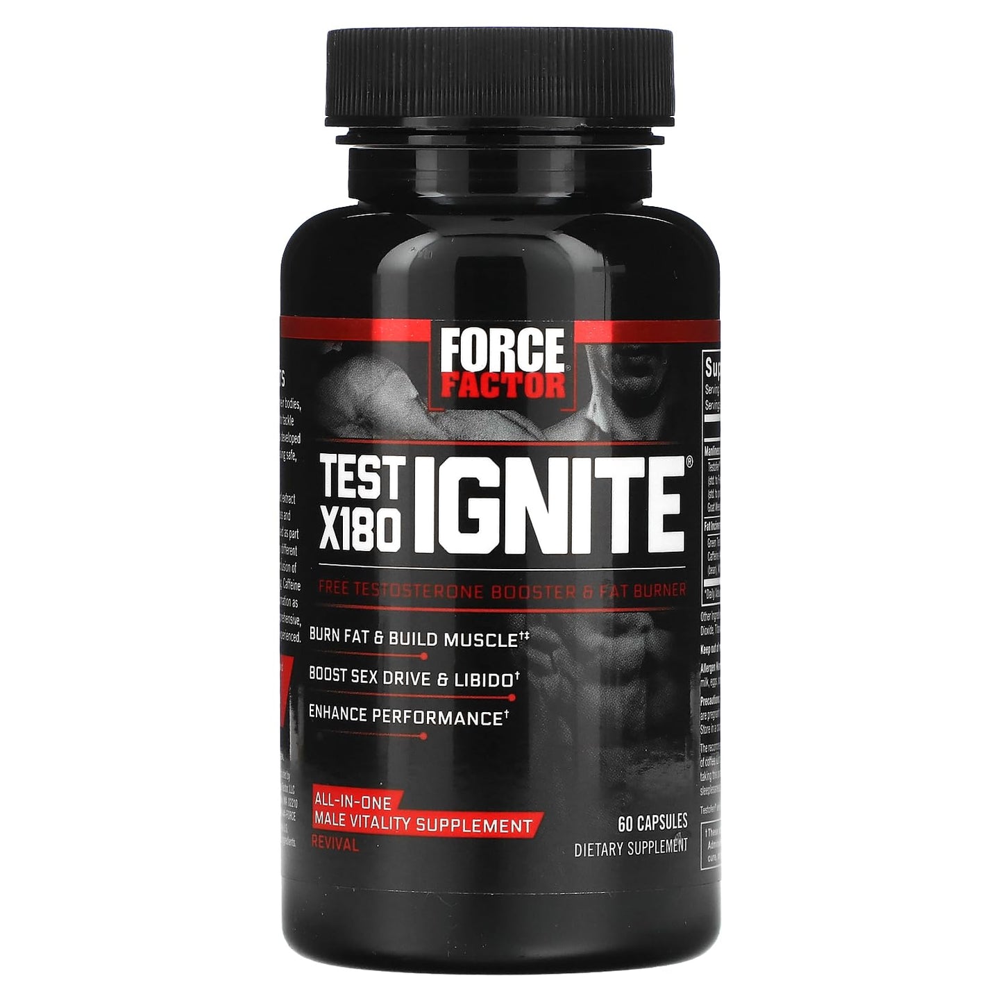 Force Factor Test X180 Ignite Total Testosterone Booster Capsule, 60 Count