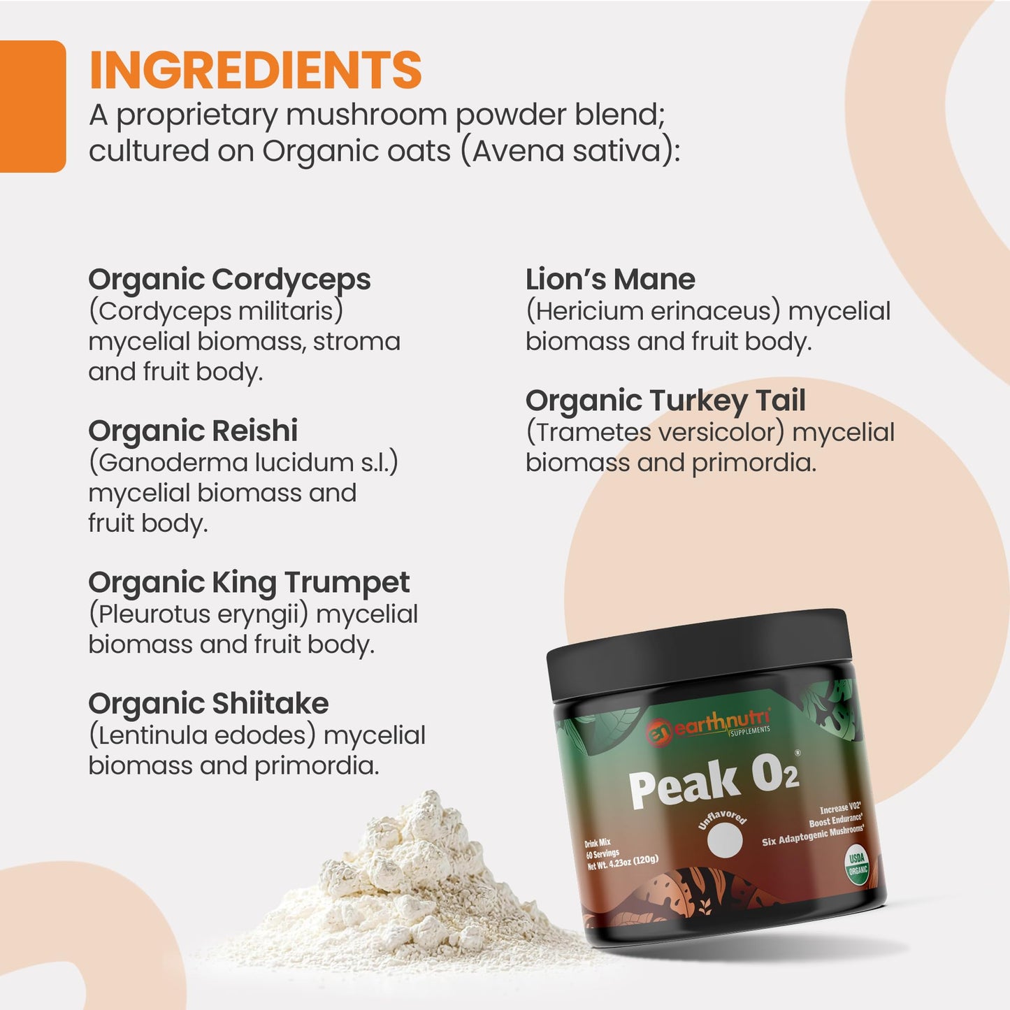 EarthNutri PeakO2 Workout Supplement Powder 4.23 oz