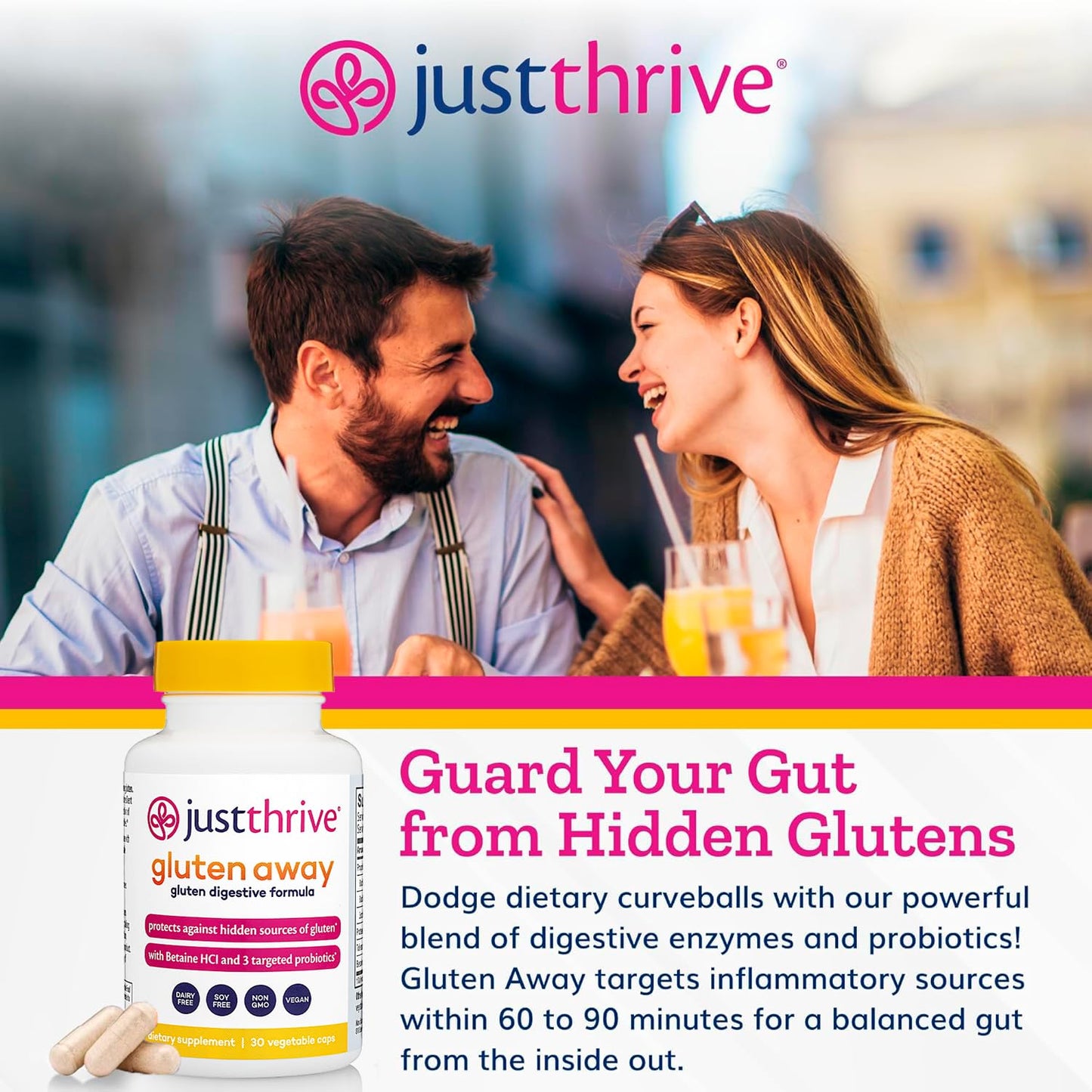 Just Thrive Gluten Away Capsules 30 Count