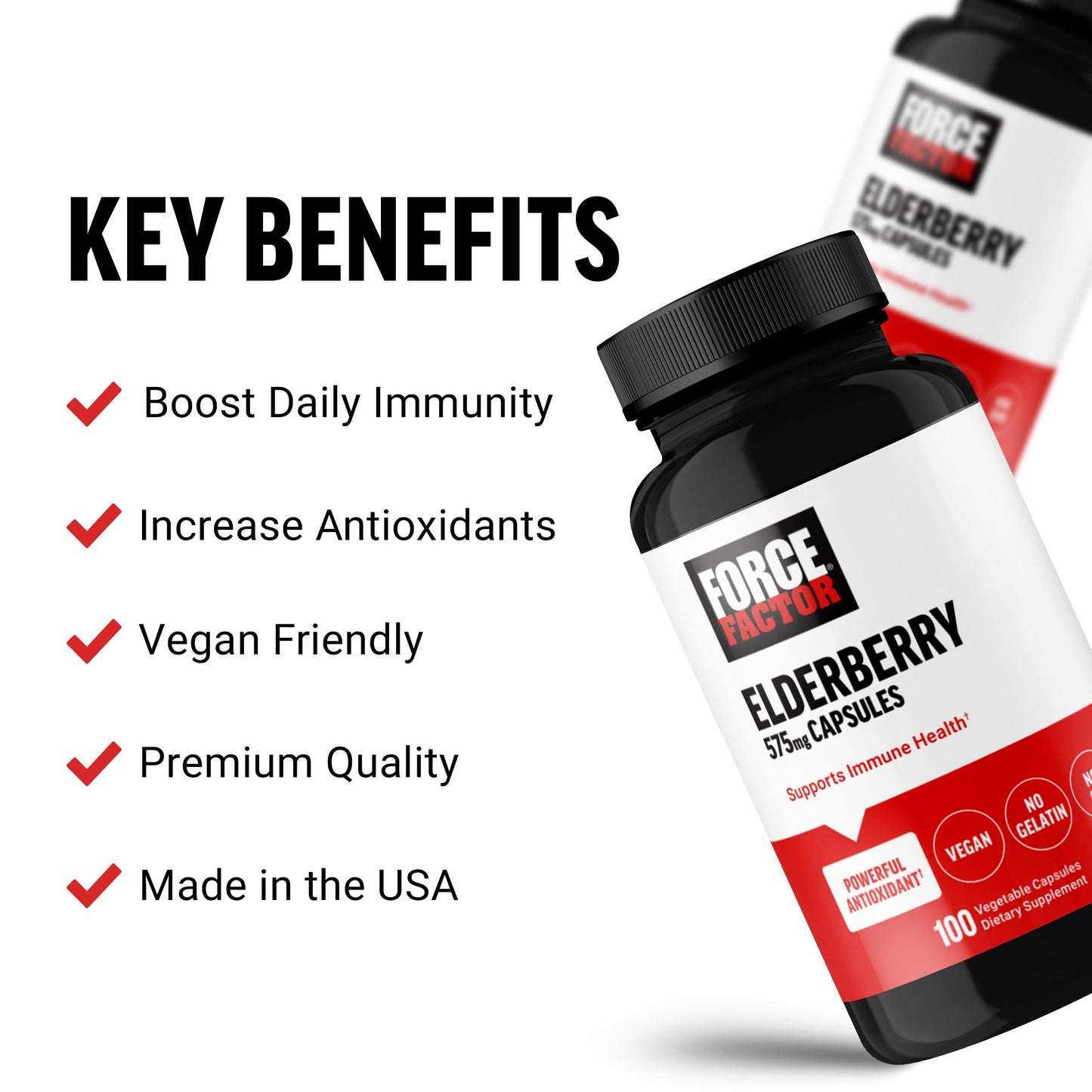 Force Factor Elderberry Capsules 100 Capsules